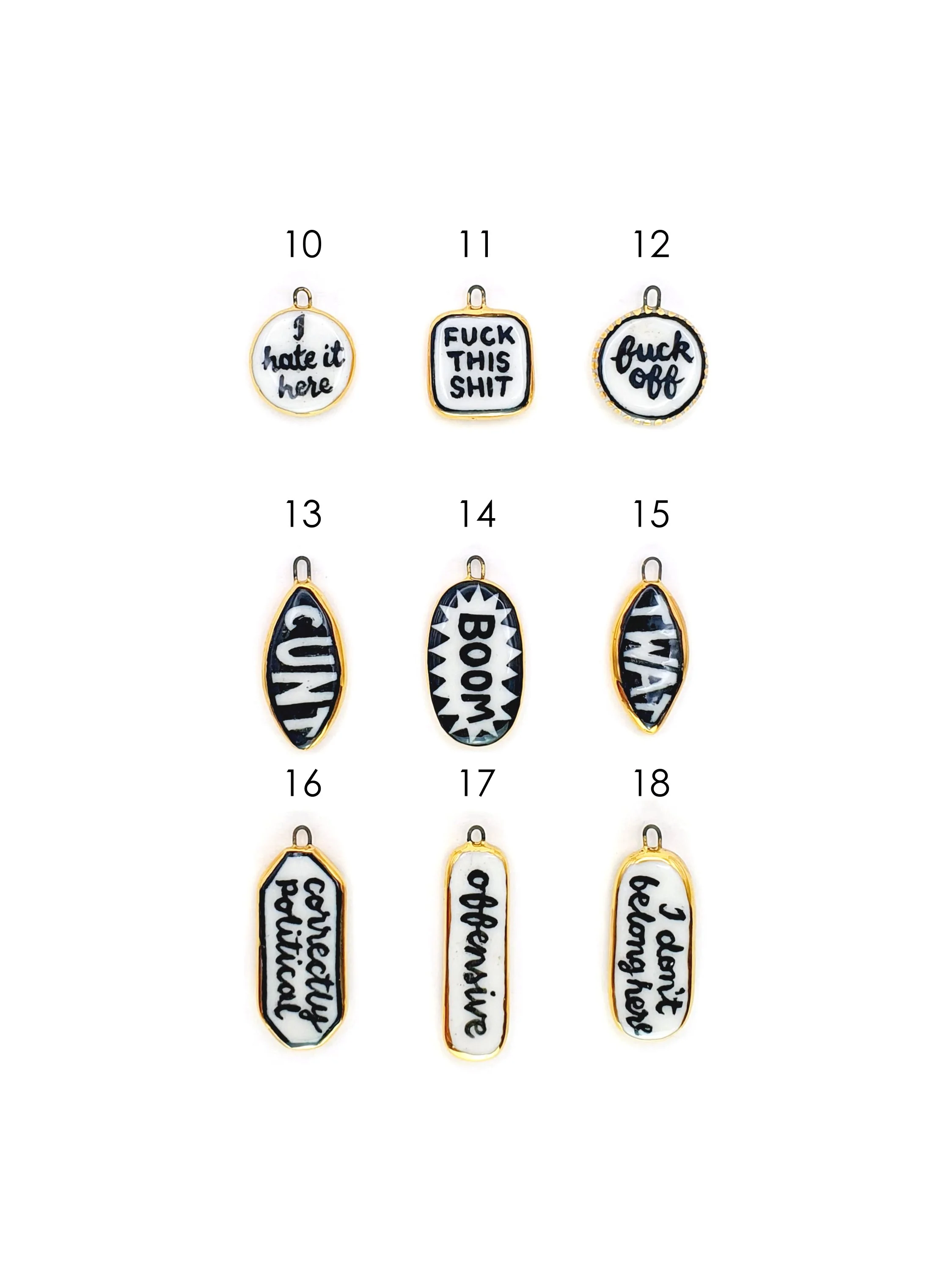 Text lozenge charms - SET 2