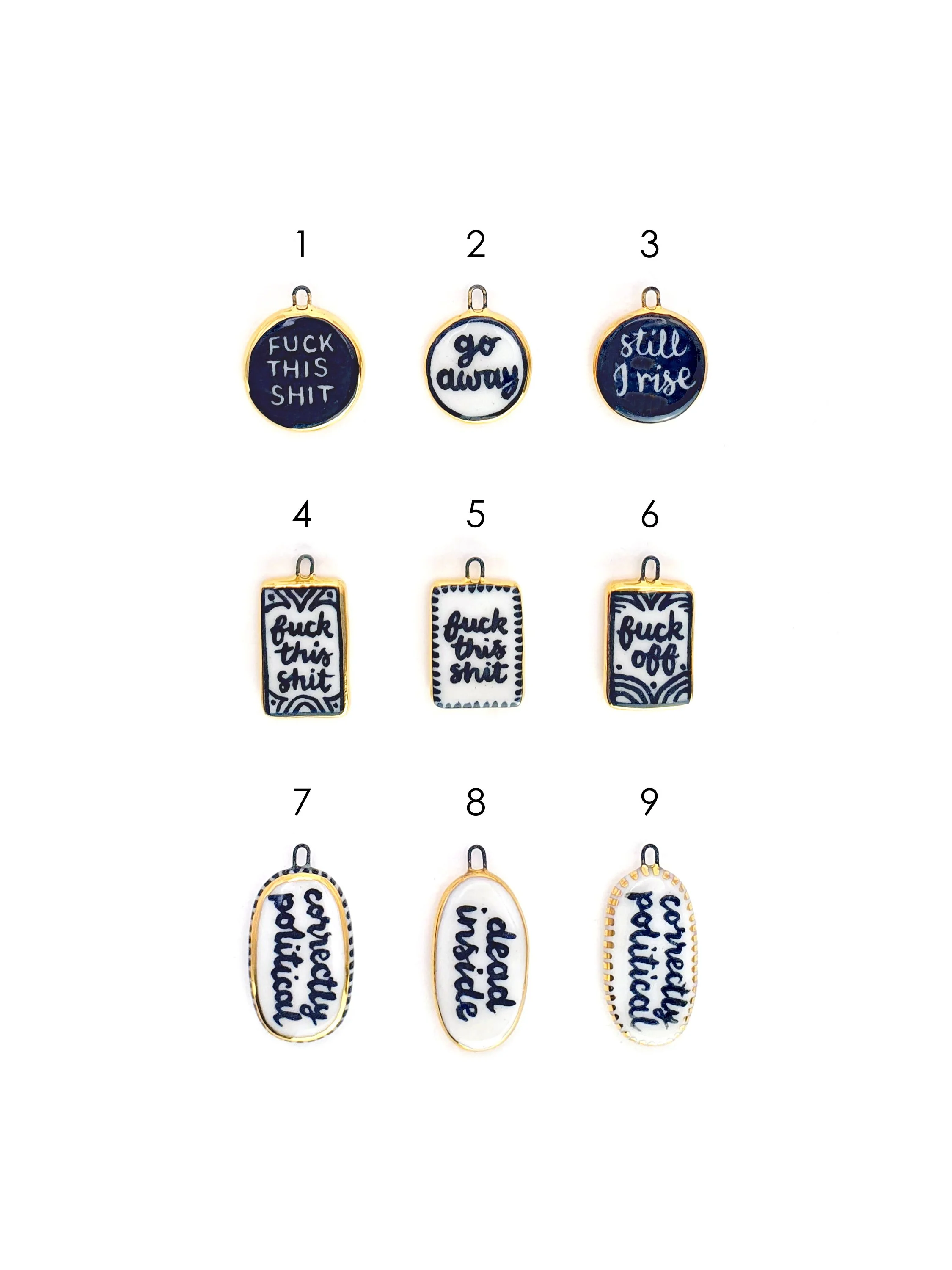 Text lozenge charms - SET 1