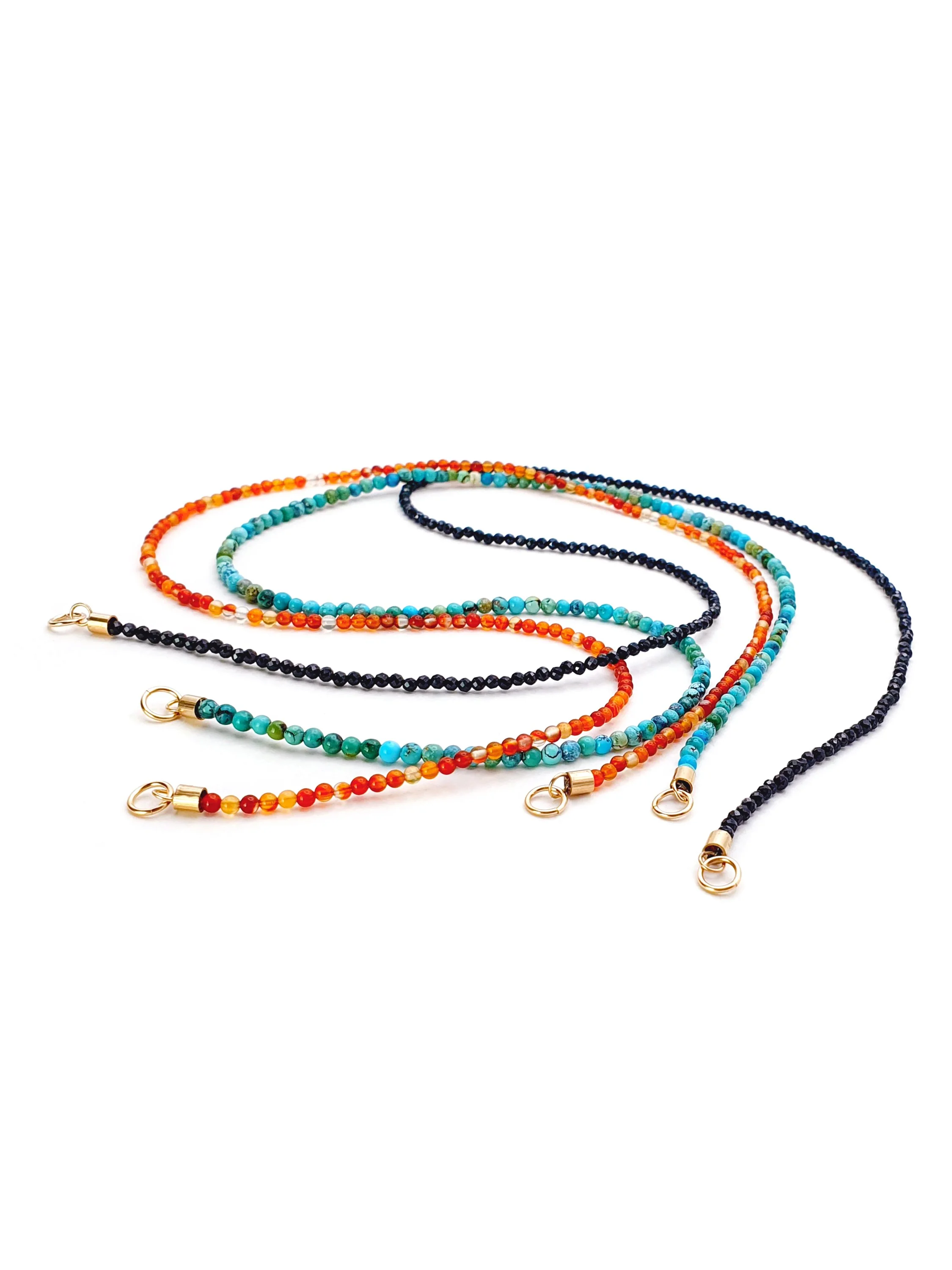 beaded necklace strands 16.5 inches.