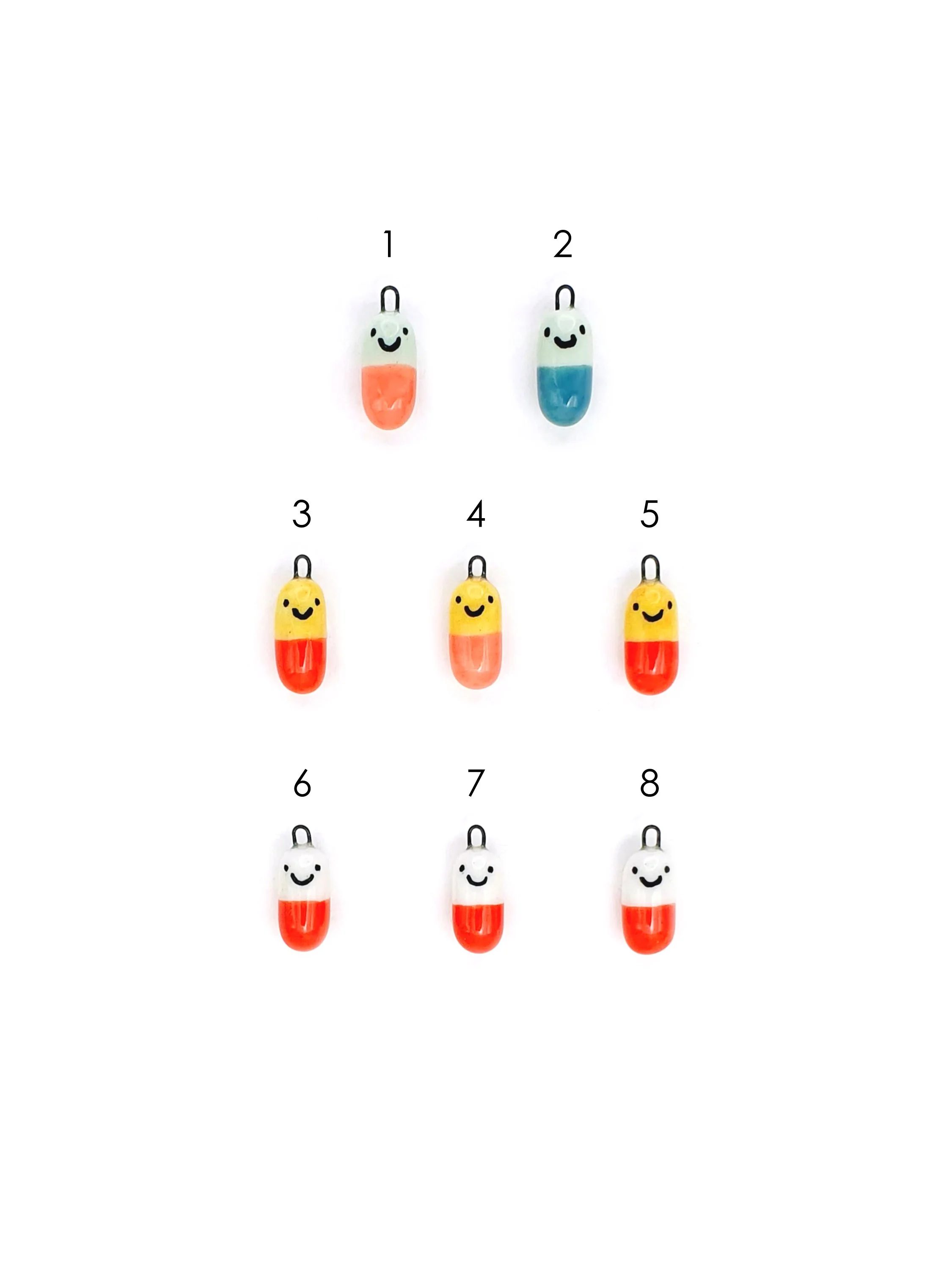 Happy Pills - coloured capsules with faces SET