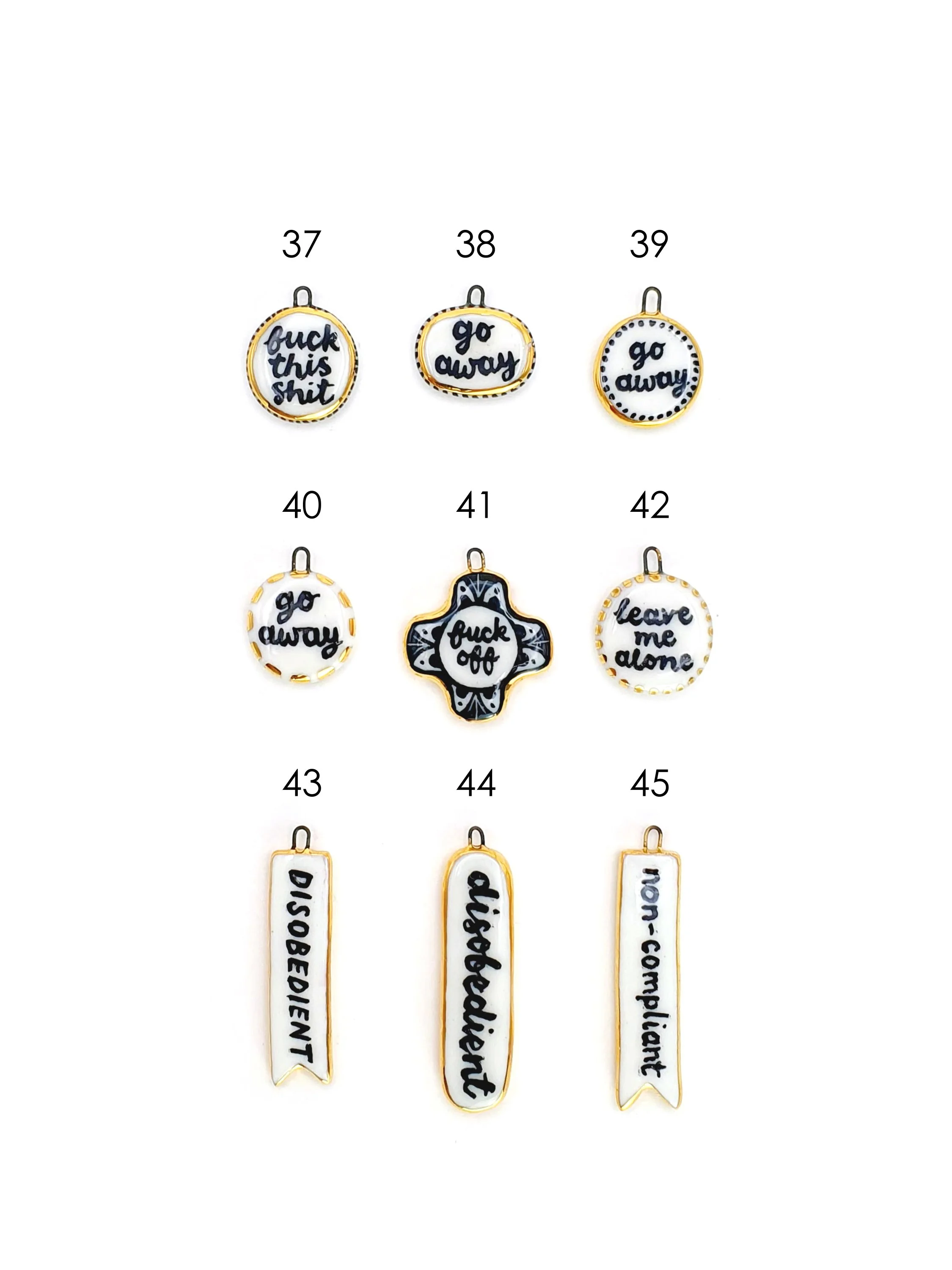 Text lozenge charms - SET 5