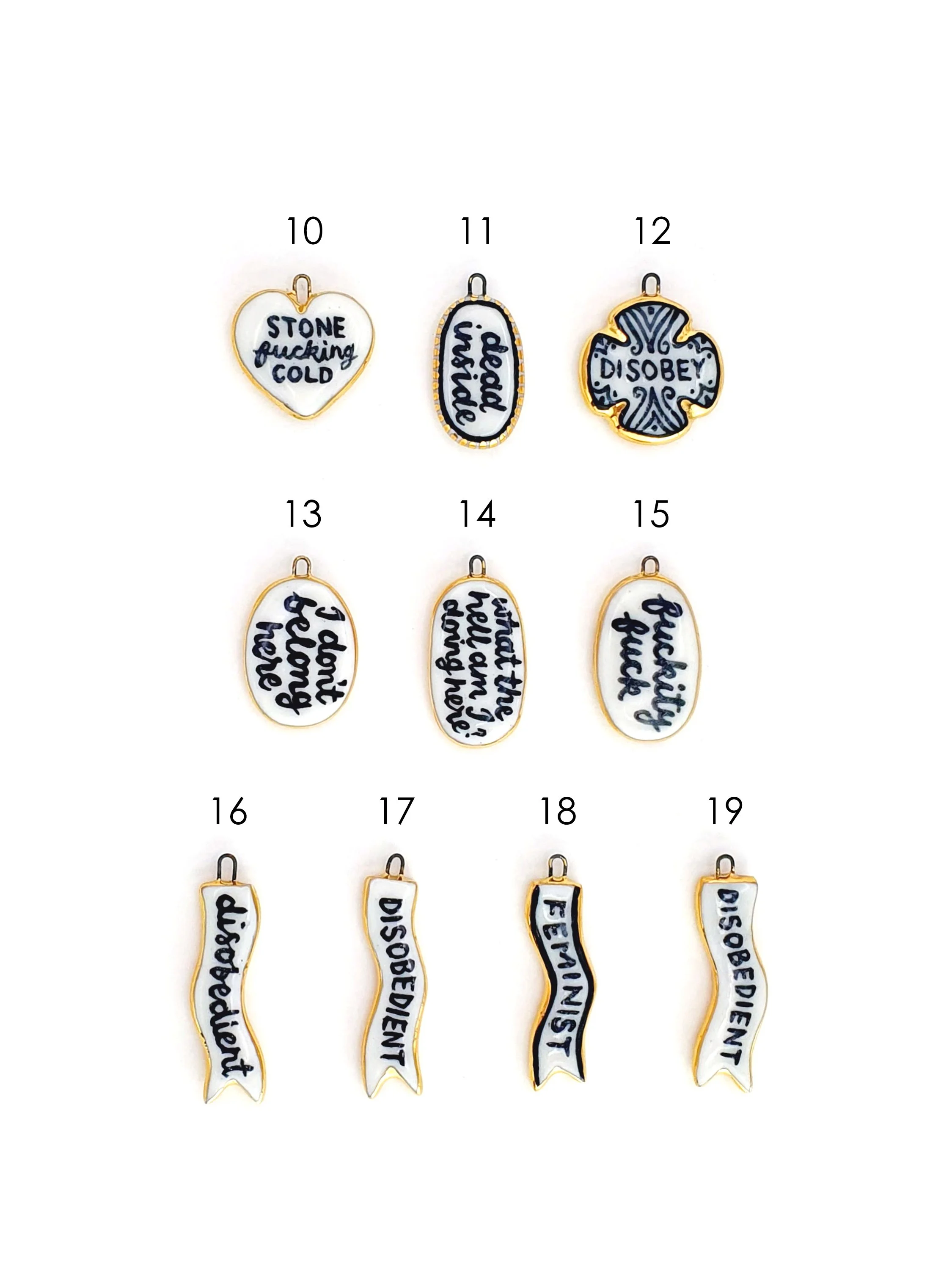 Text lozenge charms - SET 2