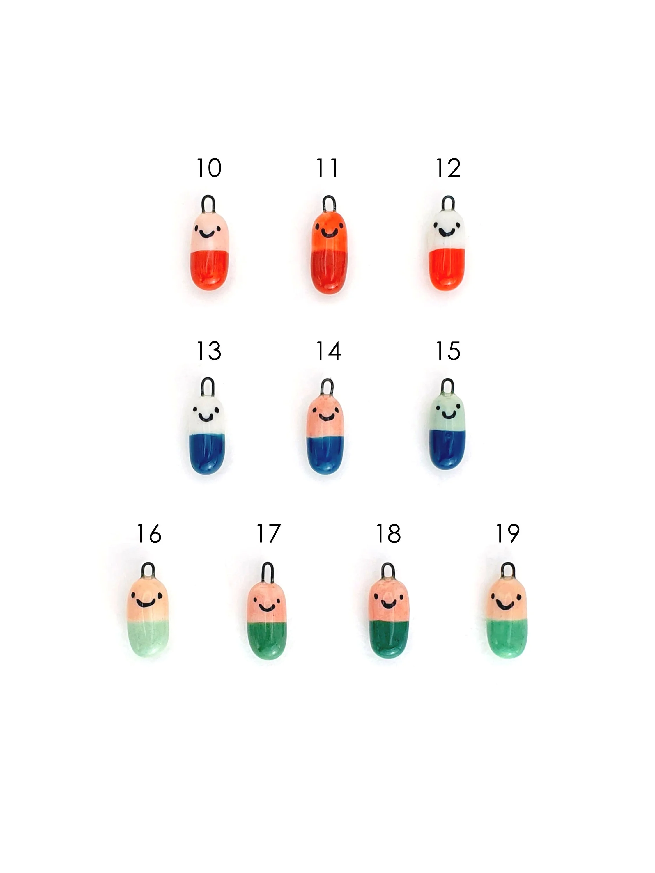 Happy Pills - coloured capsules with faces SET - 2