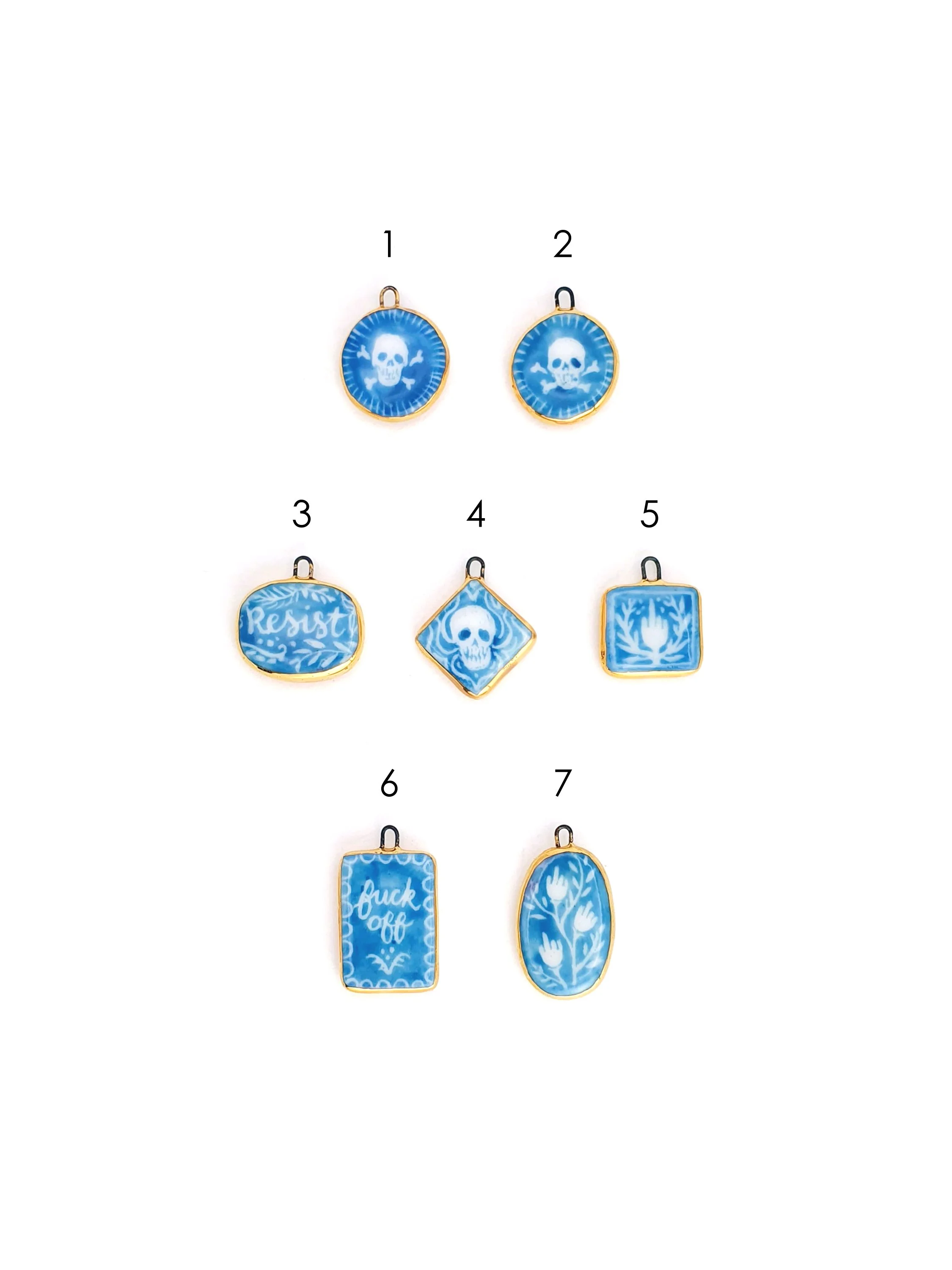 Teal and White Charms