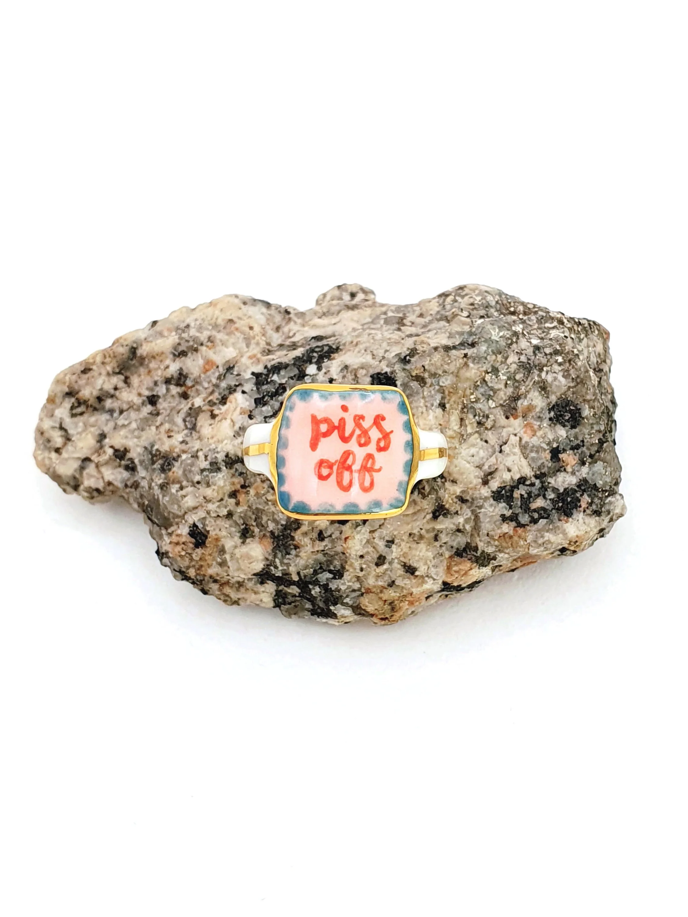 027 Piss off Ring - size Q 8