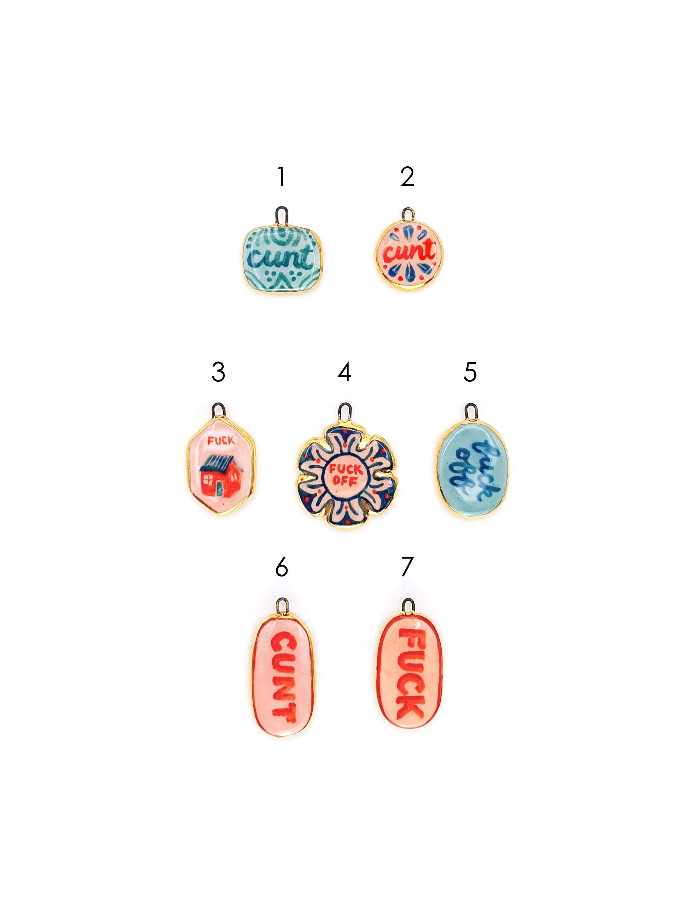Candy coloured sweary charms - SET 1