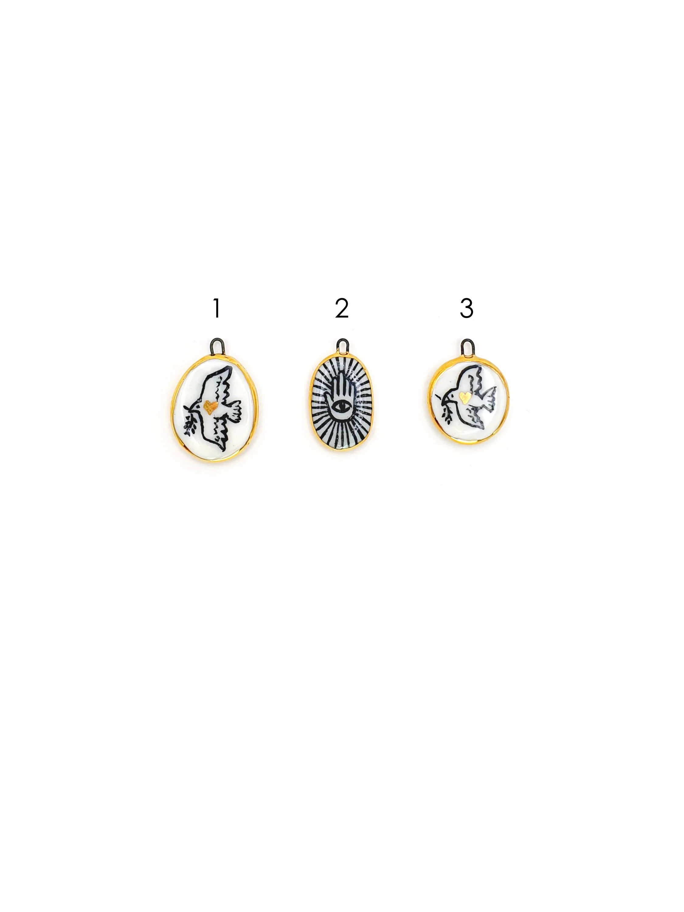 Dove and Hamsa charms