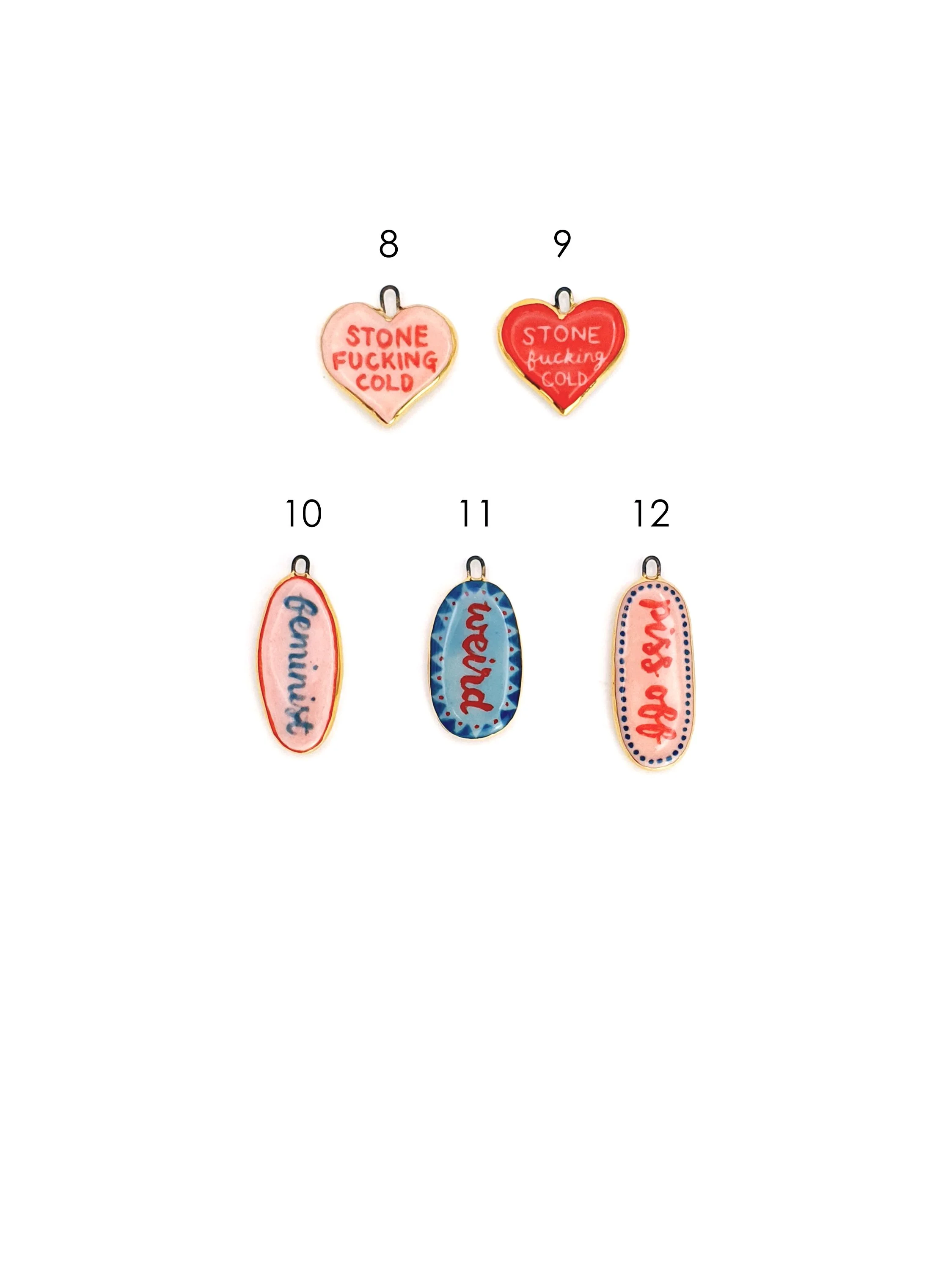 Candy coloured sweary charms - SET 2