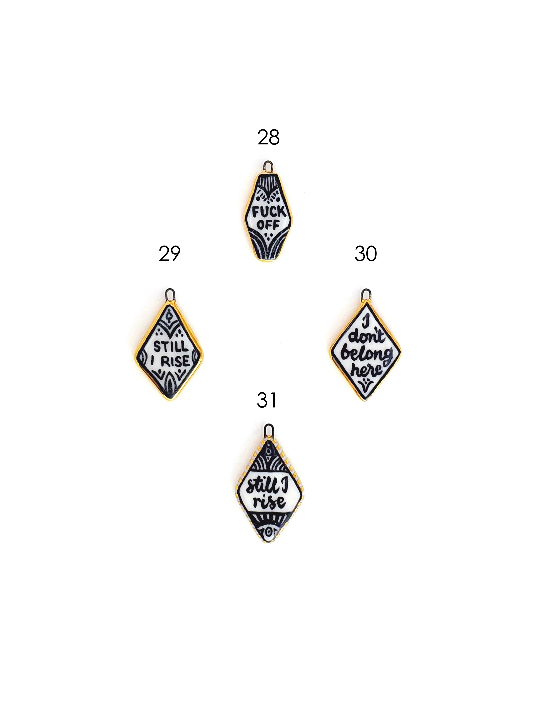 Text lozenge charms - SET 4
