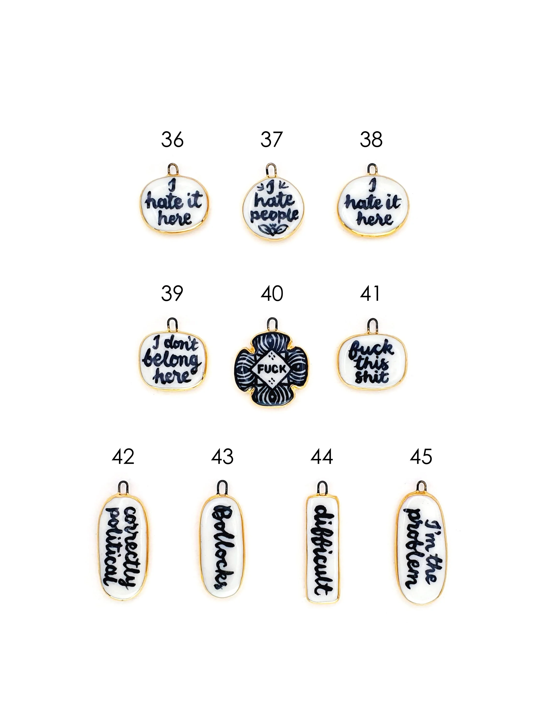 Text lozenge charms - SET 5