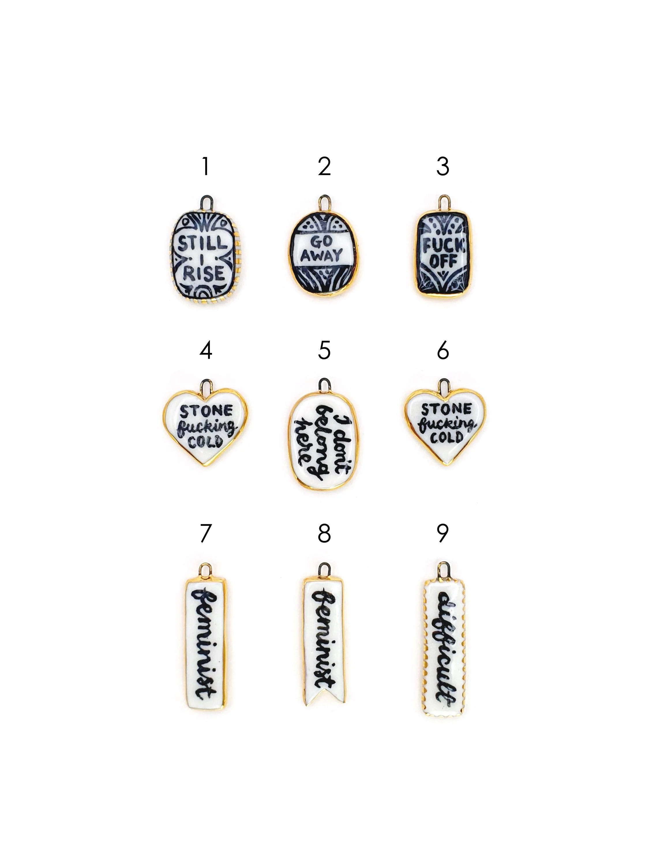 Text lozenge charms - SET 1