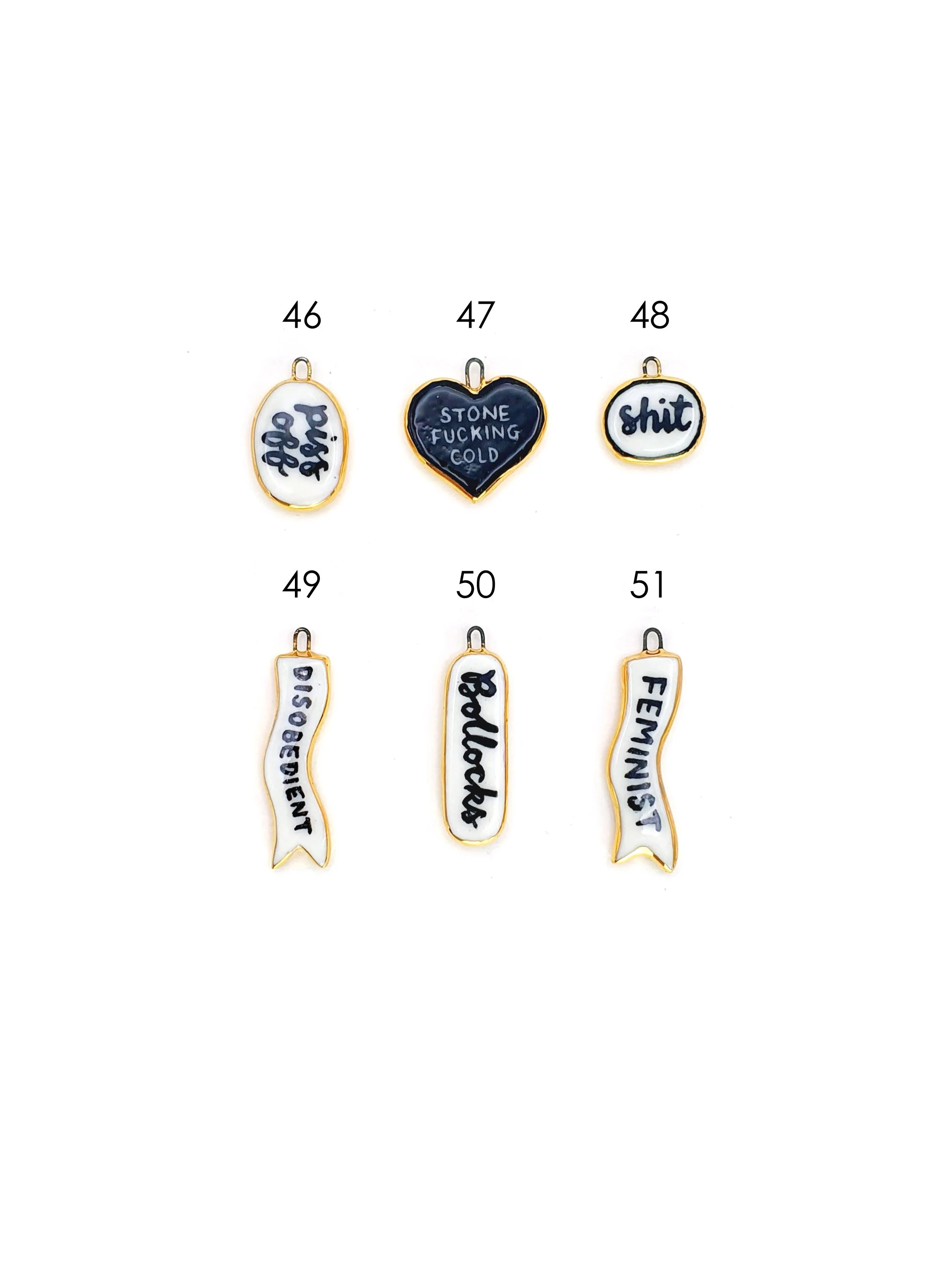 Text lozenge charms - SET 6