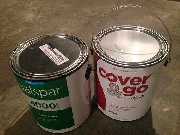 The labelled Valspar 4000 base is the “Jet Black”. The “Cover & Go” is the flat white base.