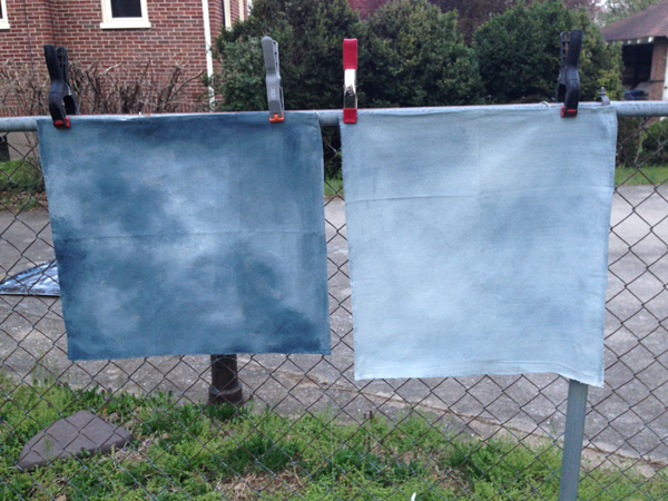 The first couple layers on the practice canvases drying