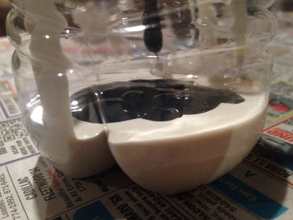 Preparing my mid-tones. The blue went a lot further than the white, I hardly needed any.