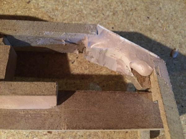 Nice rough 60 grit surfaces off the disc sander. I’ll drag some emery cloth over sealed MDF and plastic surfaces before the skim coat.