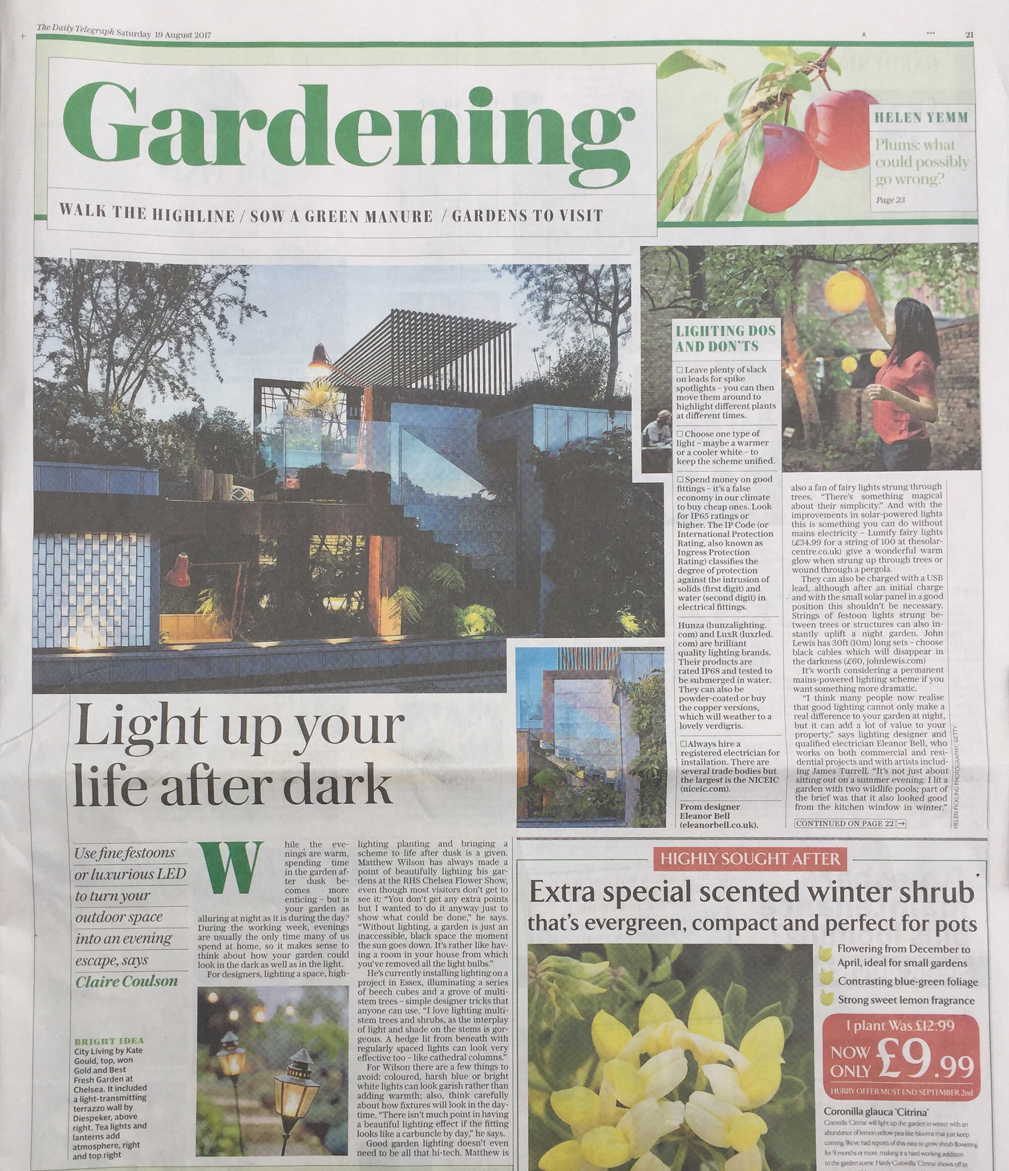 Eleanor Bell Saturday Telegraph August 2017 Garden Lighting 1