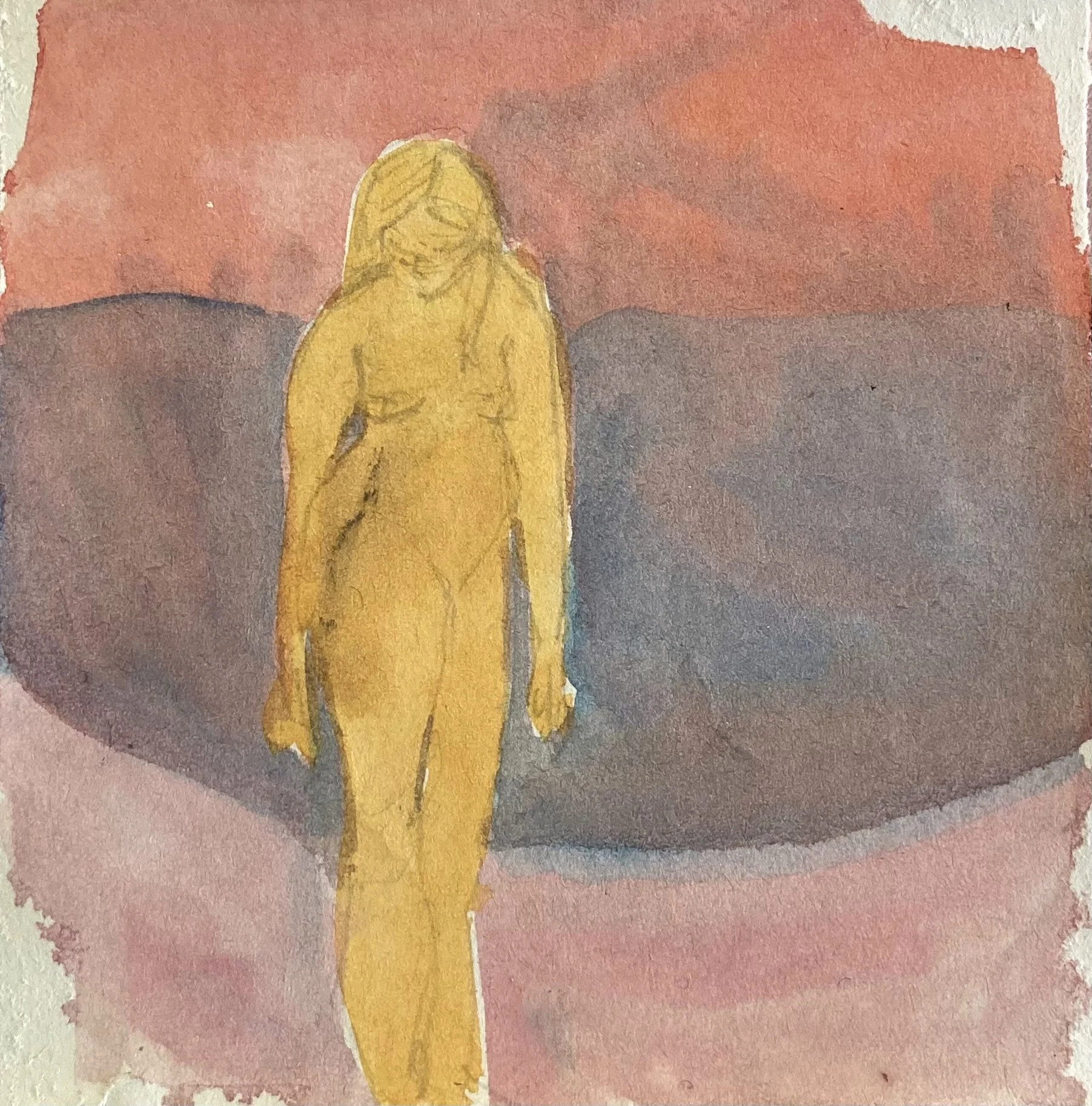 Yellow standing figure, 2022.Watercolour on paper, 15 x 15cm, £350.jpeg