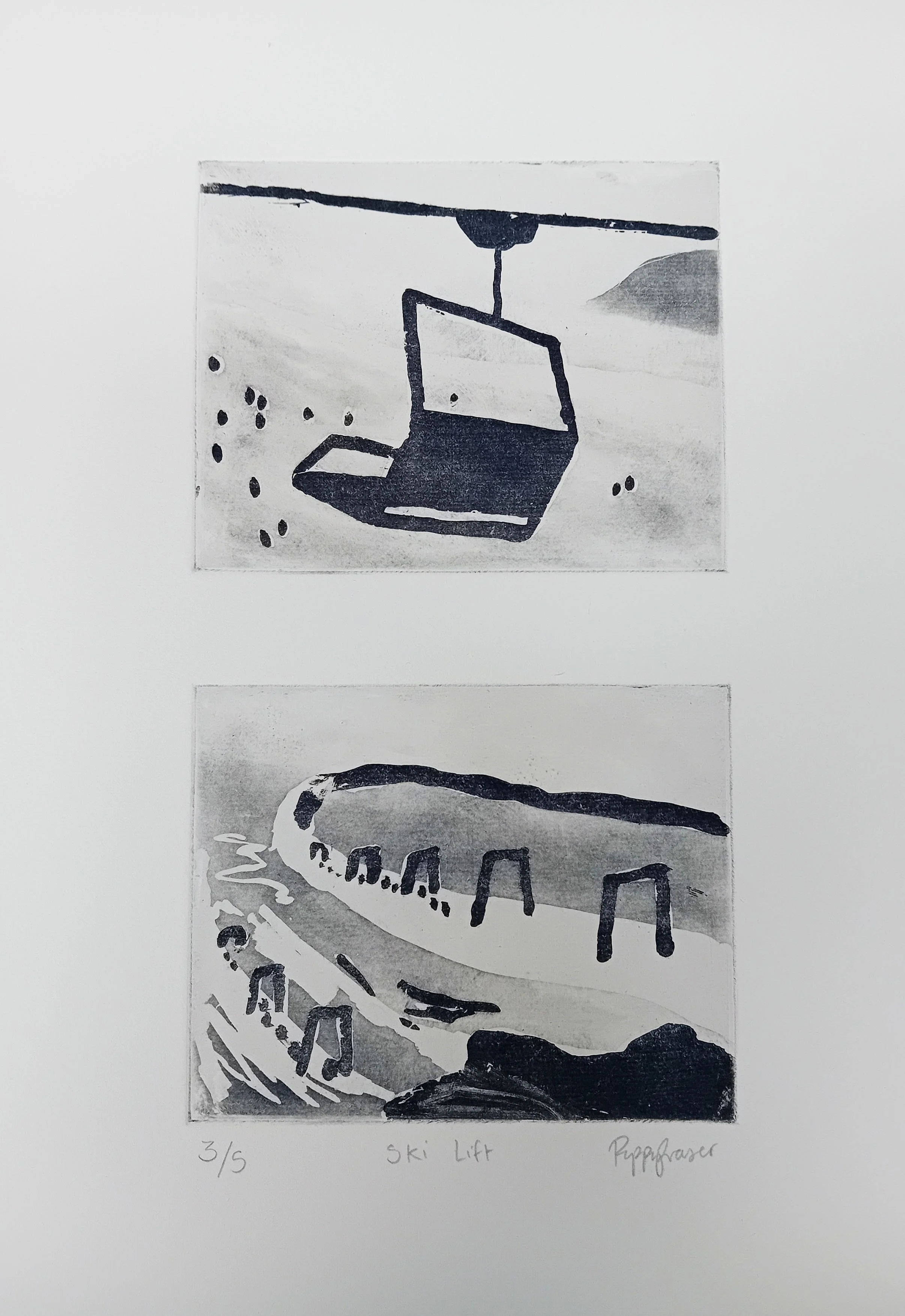 Poppy Fraser - Ski  Lift - Framed