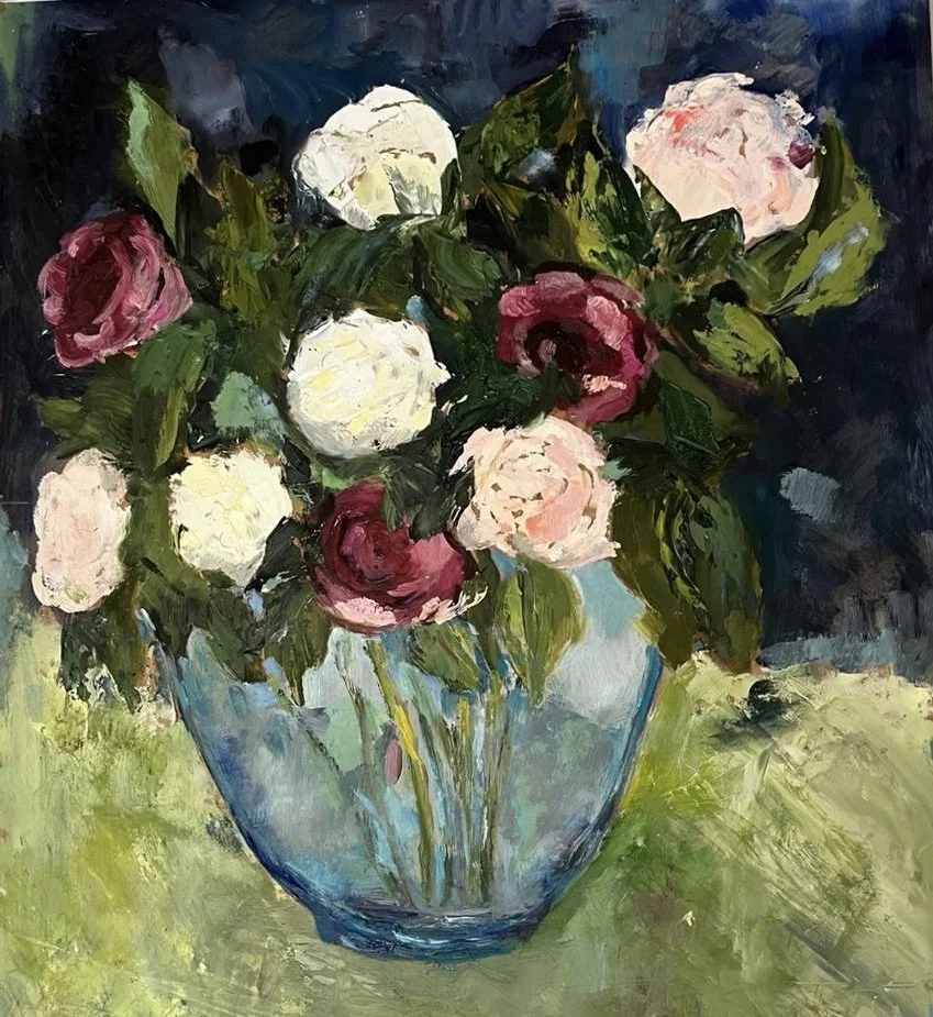 Kate Simon - Roses and Blue Vase