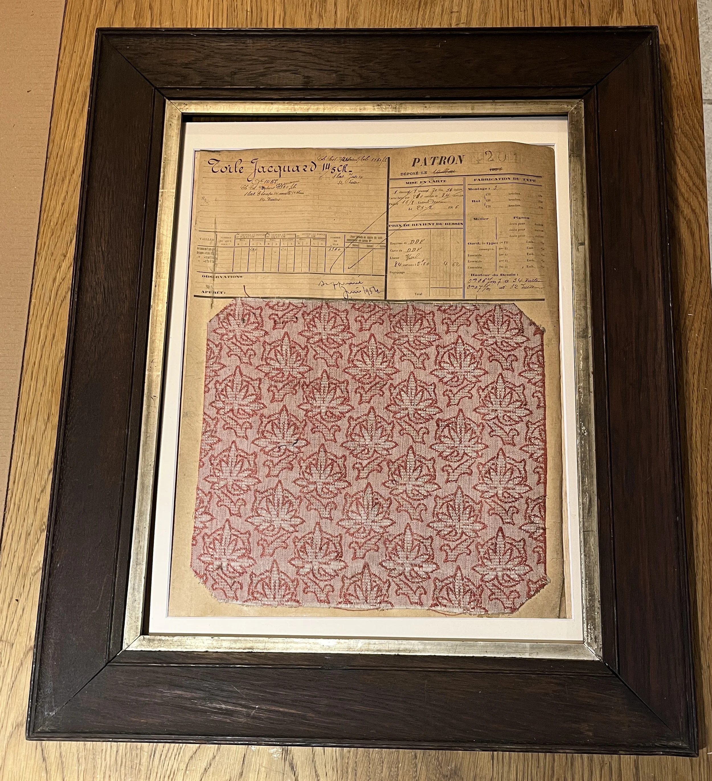 SOLD Toile Jacquard Fabric sample 1954