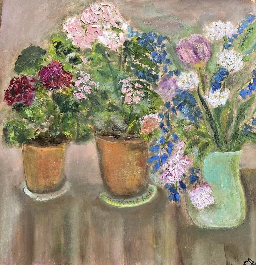 Kate Simon - 3 geranium pots