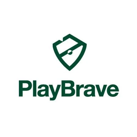 PlayBrave logo with green shield and ball design
