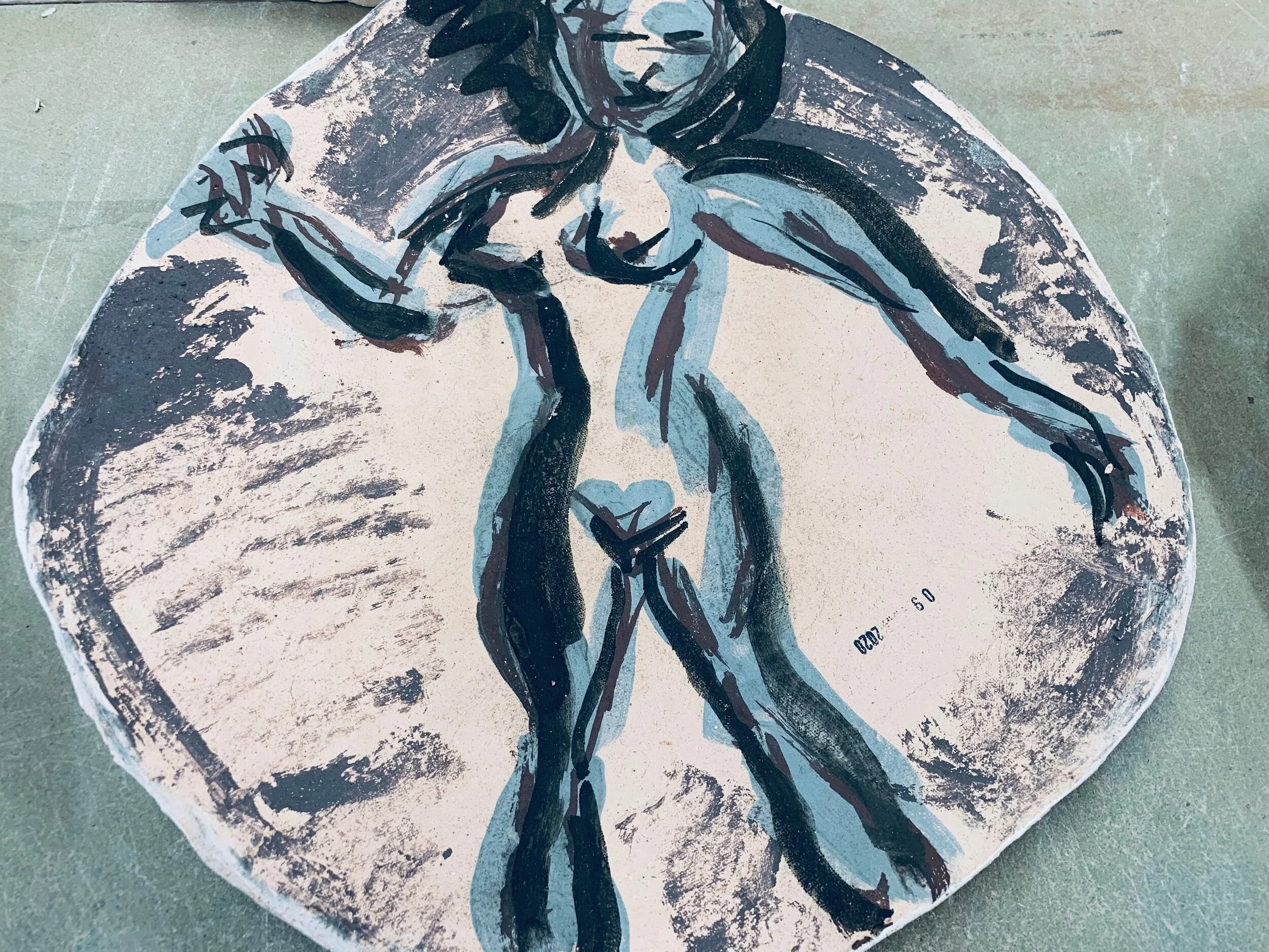 Ceramic Platter with a female nude figure