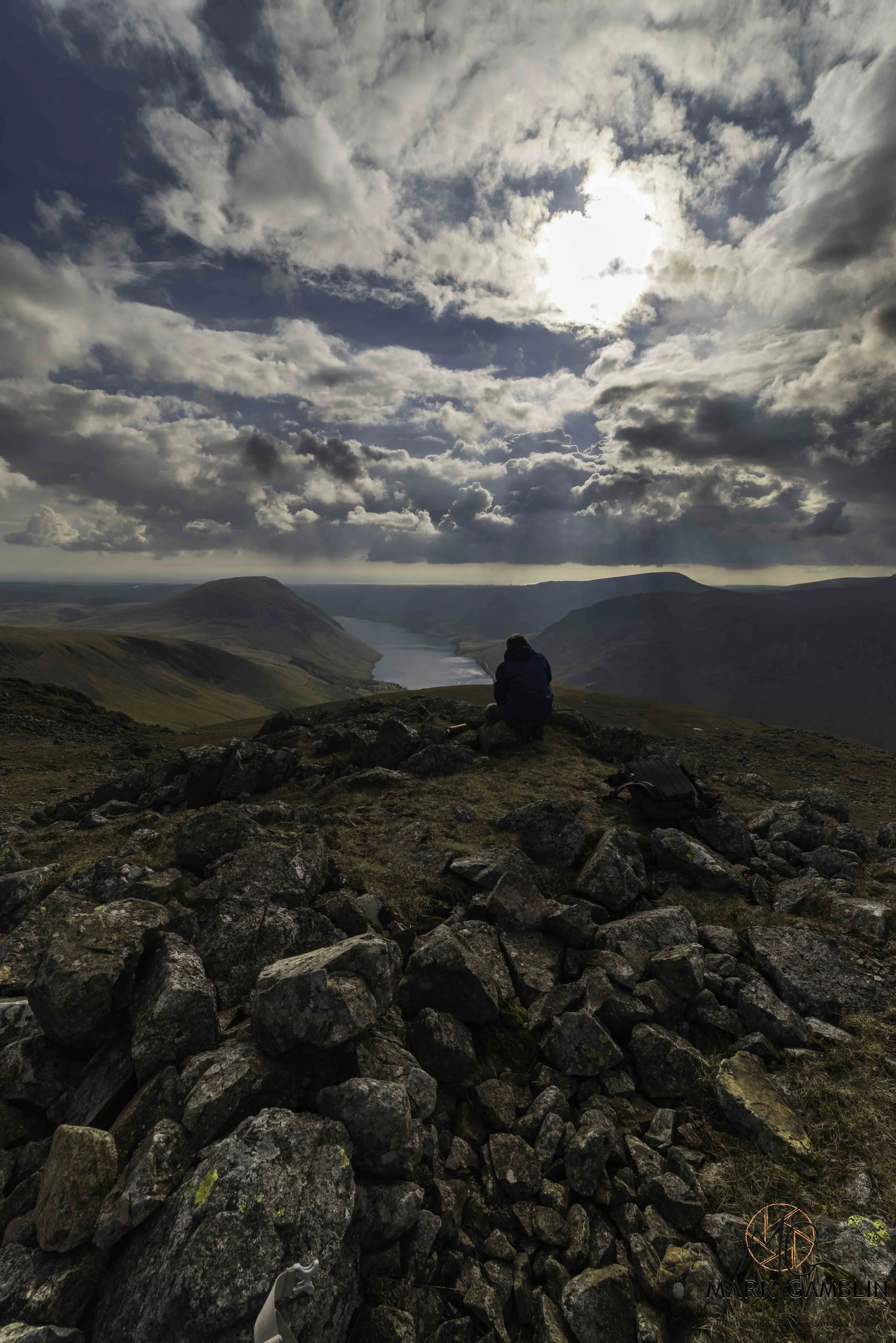 Paul setting up a composition looking down over Wastwater and the Wasdale valley.