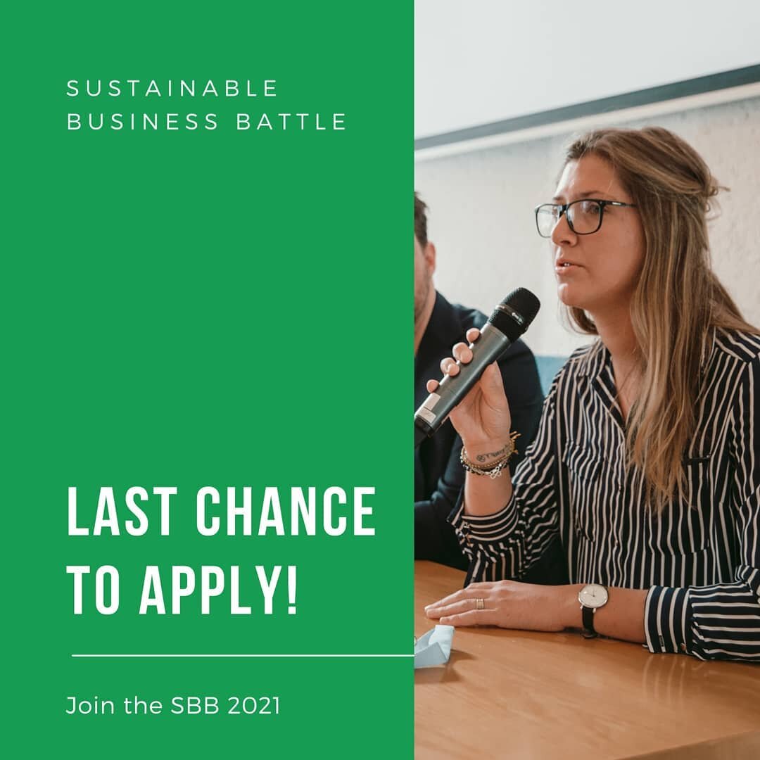 🌱Last chance to apply!!🌱

Are you passionate about sustainability and innovation? Are you ready to challenge yourself and expand your professional network? Then the Sustainable Business Battle (SBB) is exactly what you've been waiting for!

Join ou