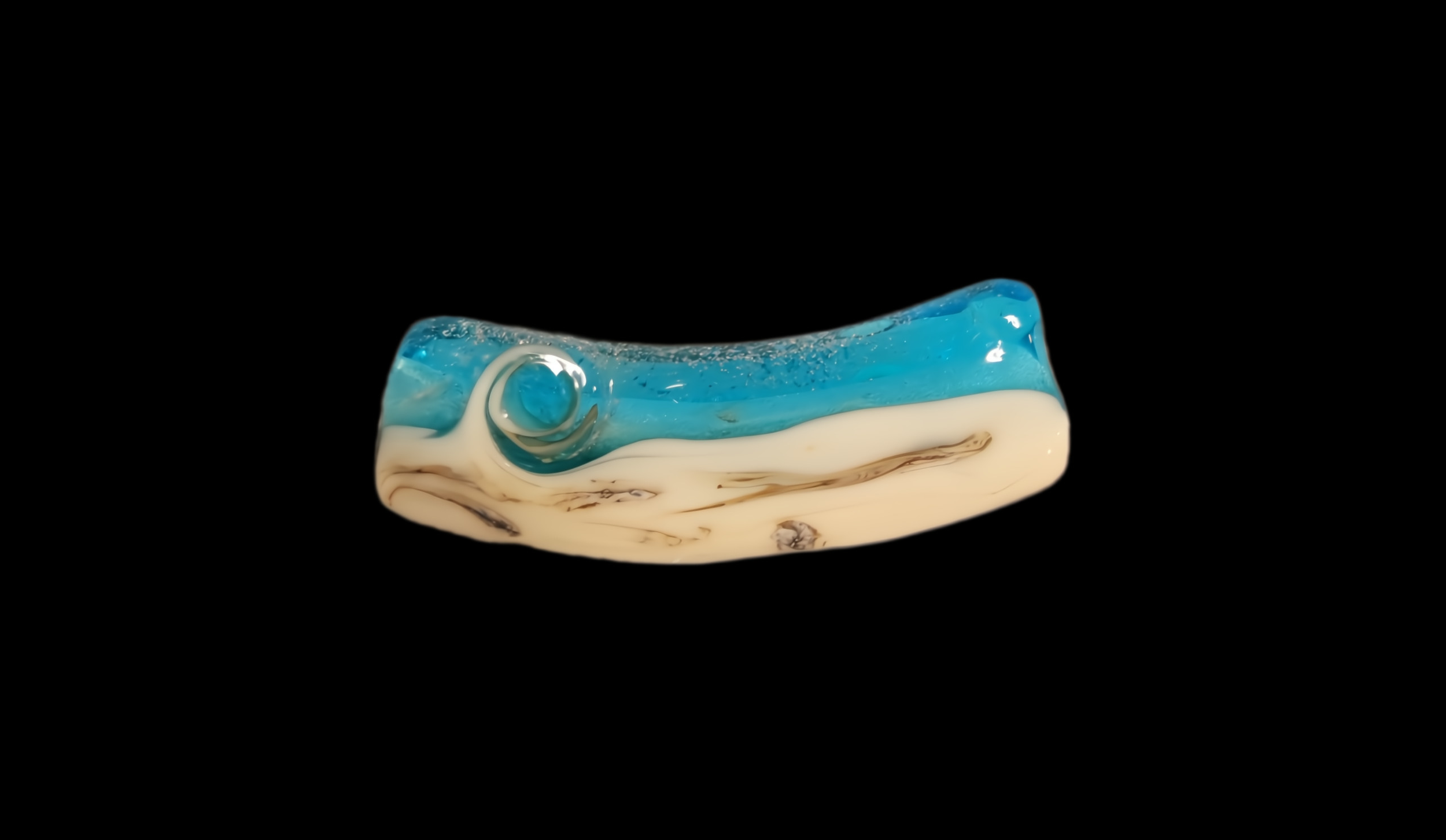 Curved Ocean Pendant in Aqua with Ashes