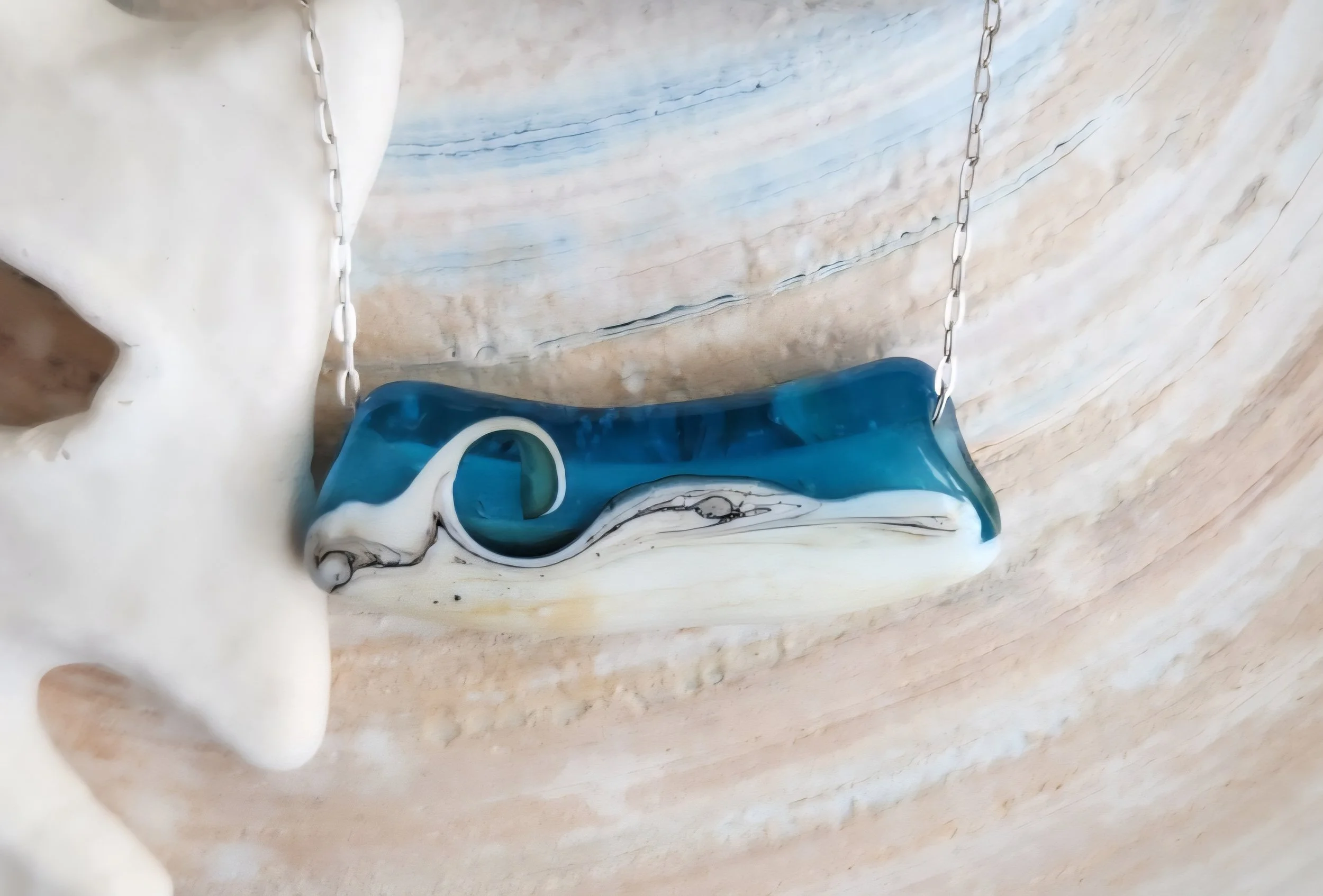 Curved Ocean Pendant in Cobalt Blue