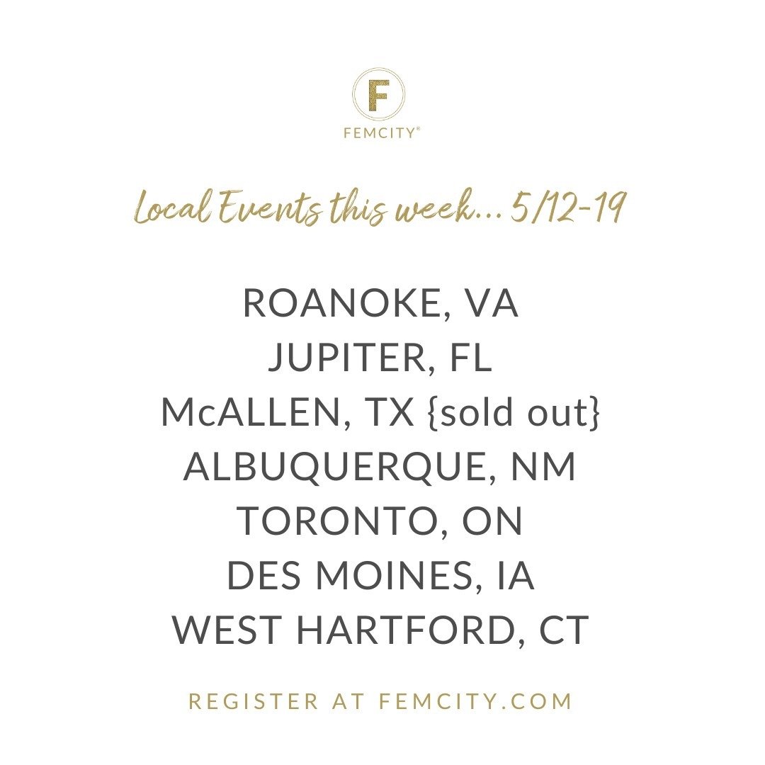 Happy Monday FEMS!! 
Here is what we have planned for you this week:
Today at 1 pm ET, FemCity Founder's Member Dr. Roopa Chari is leading a live class on Natural Options for Ozempic Results. Register at FemCity.com or in the events tab in our FB Com