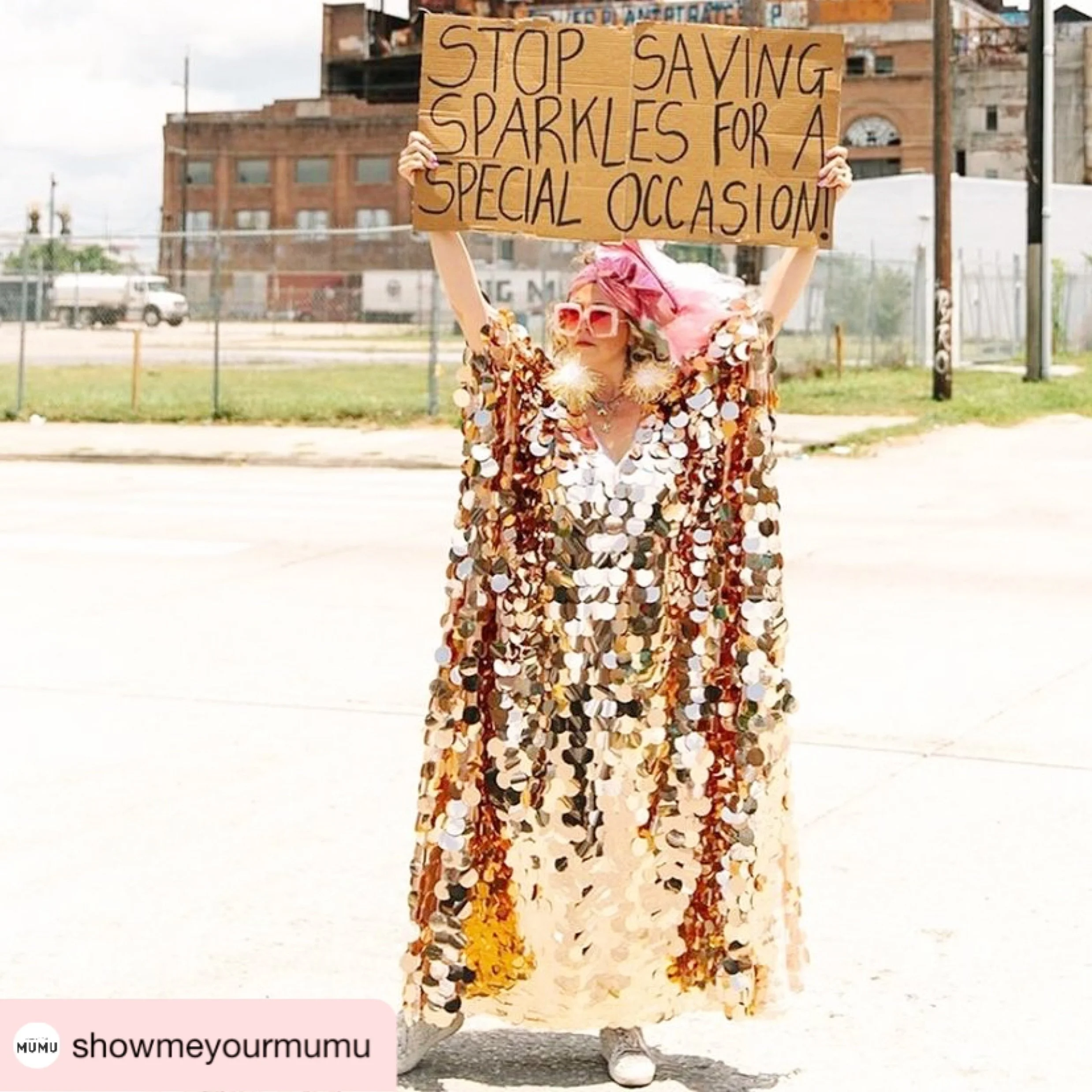 Repost from @showmeyourmumu
&bull;
MOOD 💖🎆🪩 Sparkles all year long✨ rg @fringe.and.company