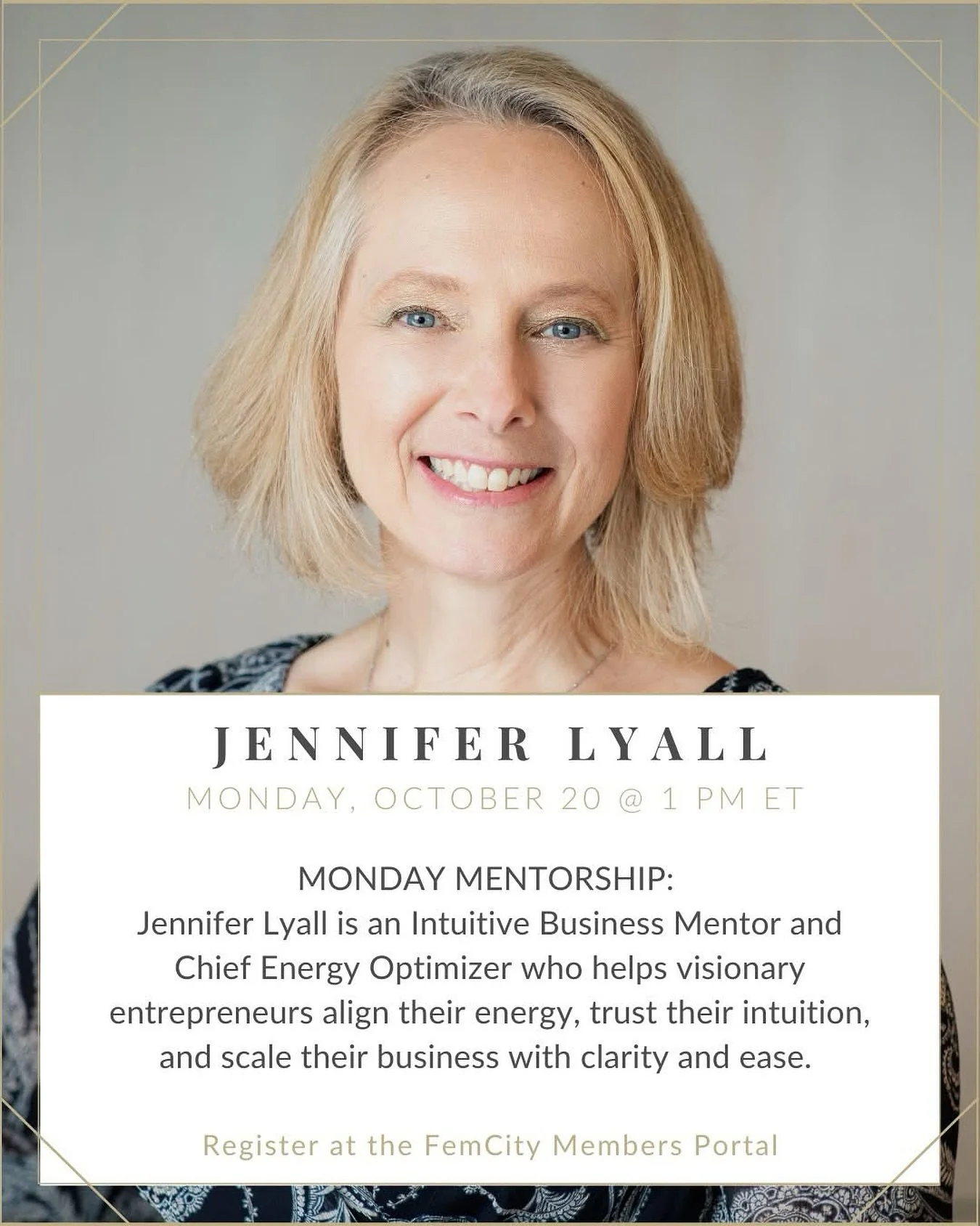 Join us this Monday for our Mentorship Monday session led by FemCity Global Member + Mentor, Jennifer Lyall. 💫

It&rsquo;s the perfect space to ask questions, gain clarity, and feel supported &mdash; especially if you&rsquo;re needing a little extra