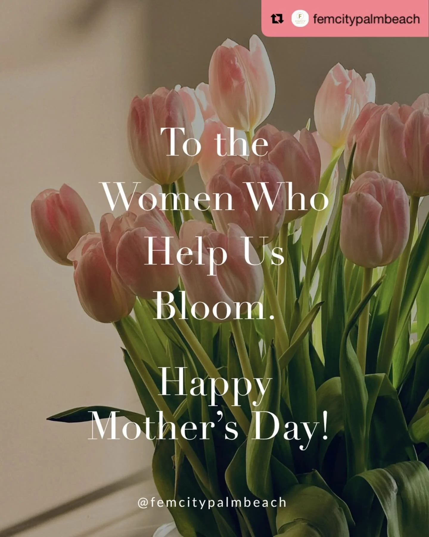 Repost from @femcitypalmbeach
&bull;
To the women who nurture, uplift, inspire, and lead with love every single day&hellip; 🌷

Today we celebrate the mothers, grandmothers, mentors, caretakers, and mother figures who help shape the lives around them