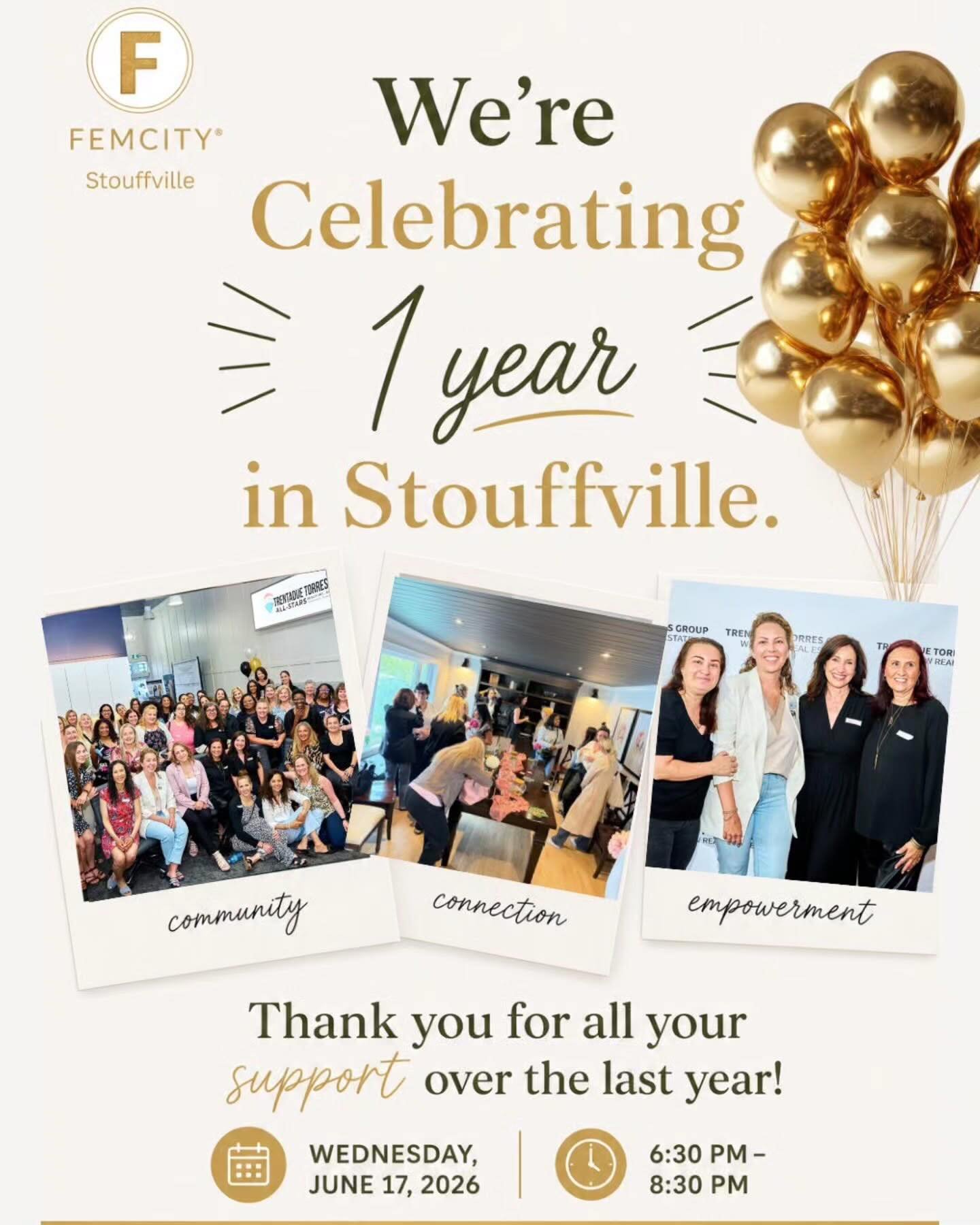 Repost from @femcitystouffville
&bull;
One year ago, FemCity Stouffville was just an idea built on connection, collaboration, and the belief that women are stronger when they support one another.

June 17th, we are celebrating a year filled with mean
