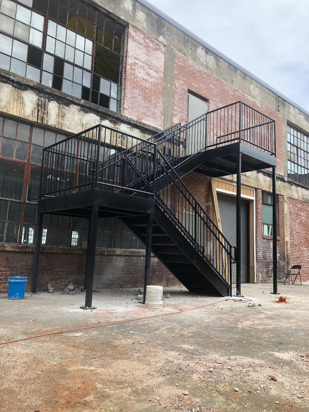 industrial staircase and handrails