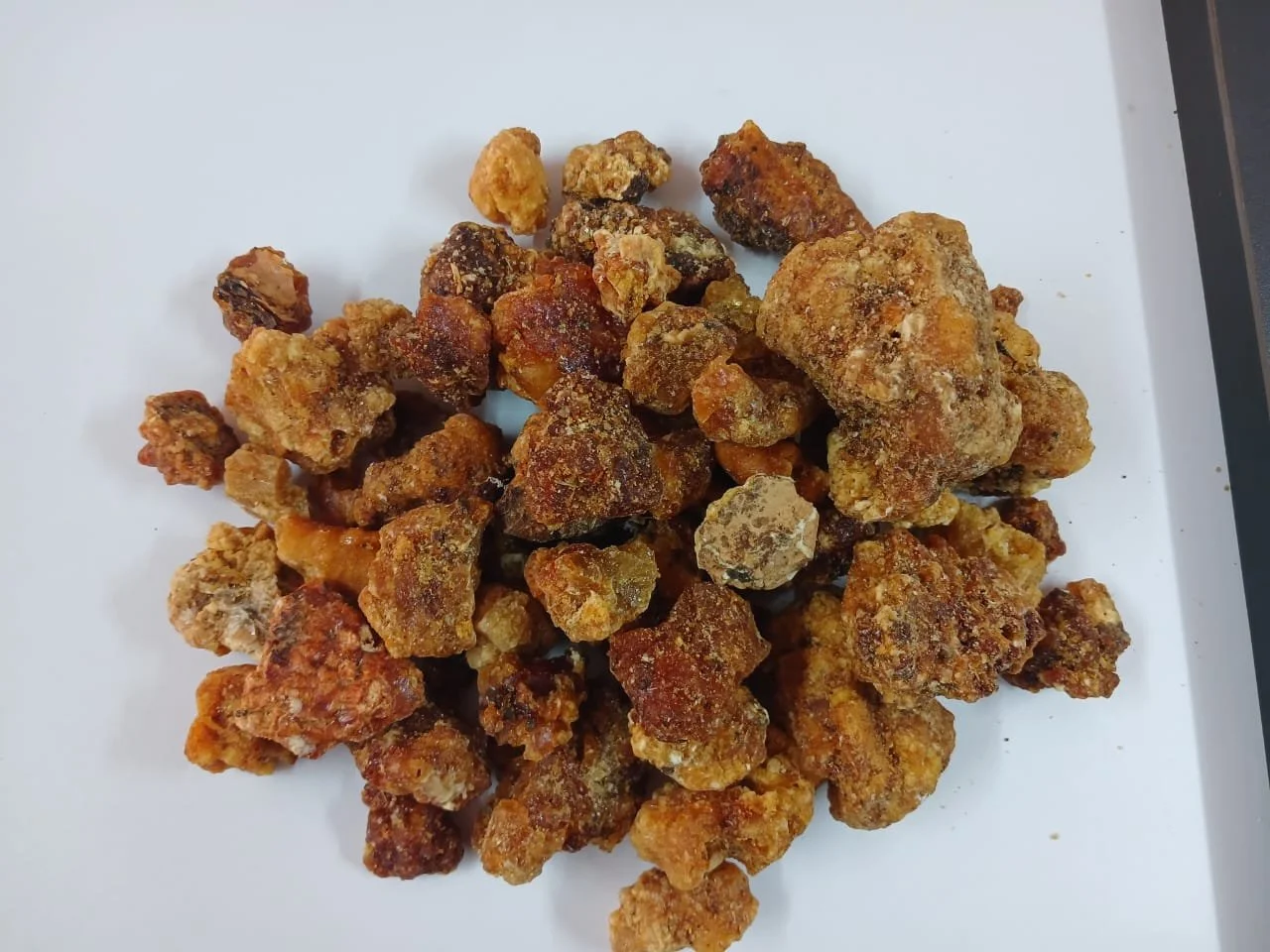 Opoponax resin crystals o white background