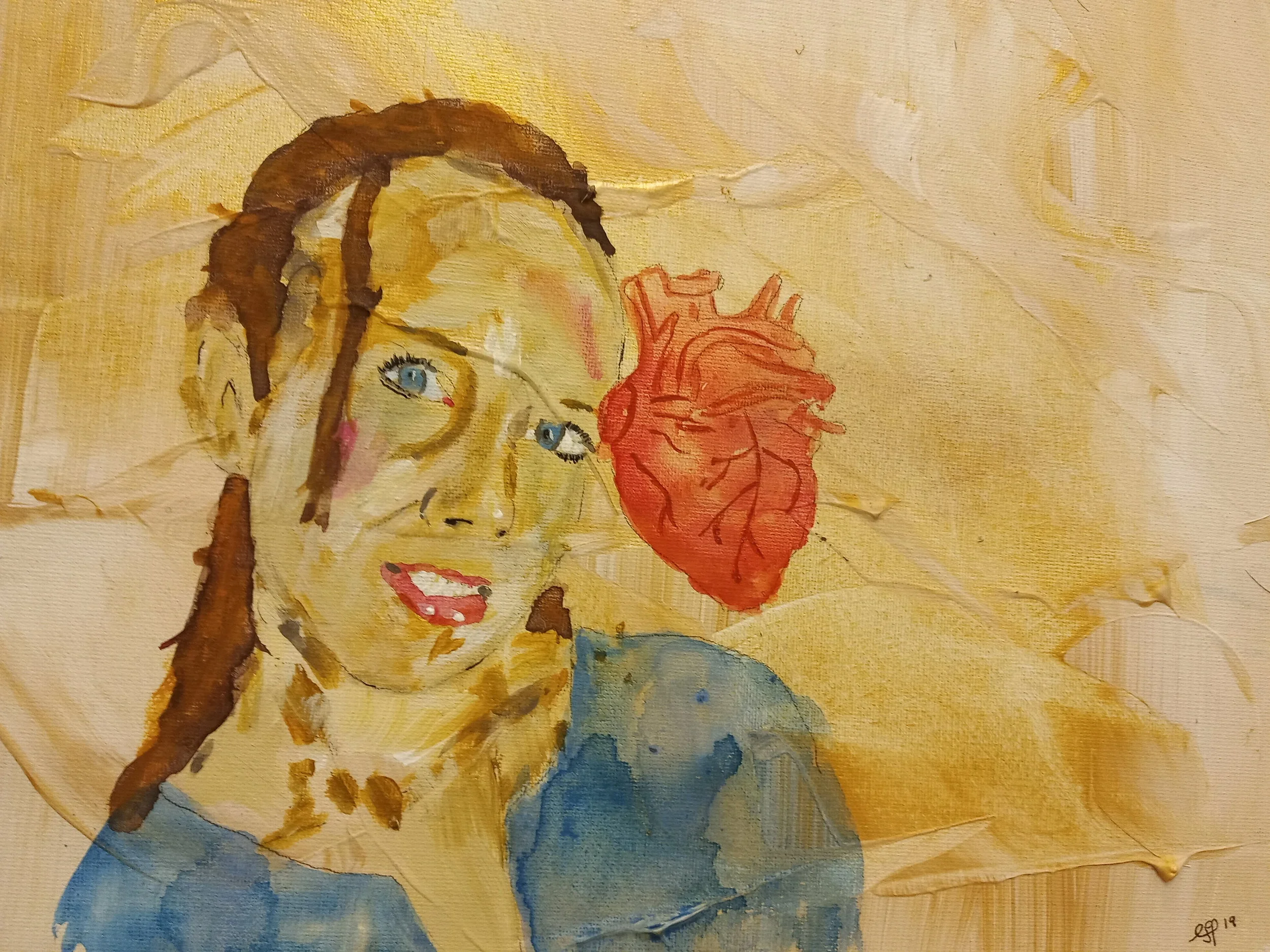 “Heart” acrylic, water color, and ink on canvas 2019
