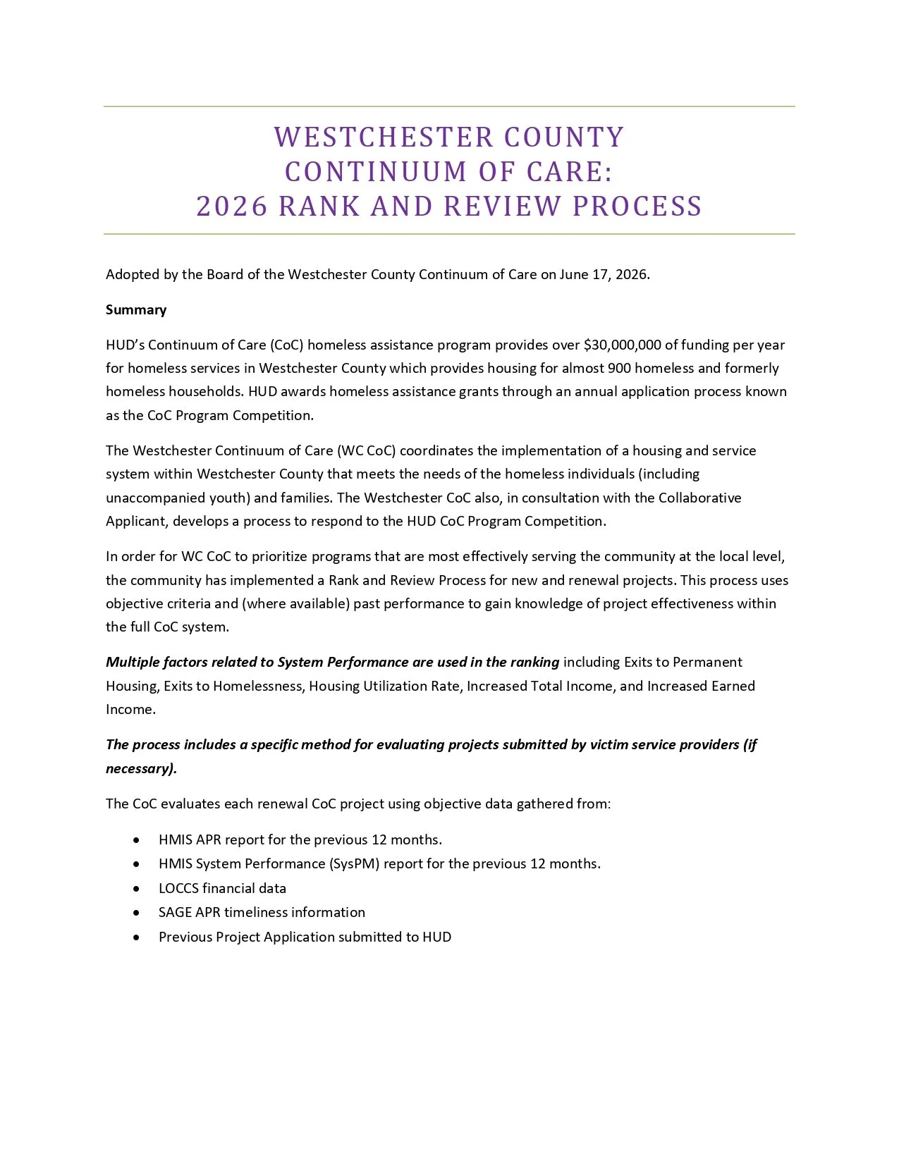 Click the image to download the 2026 Rank and Review Process document