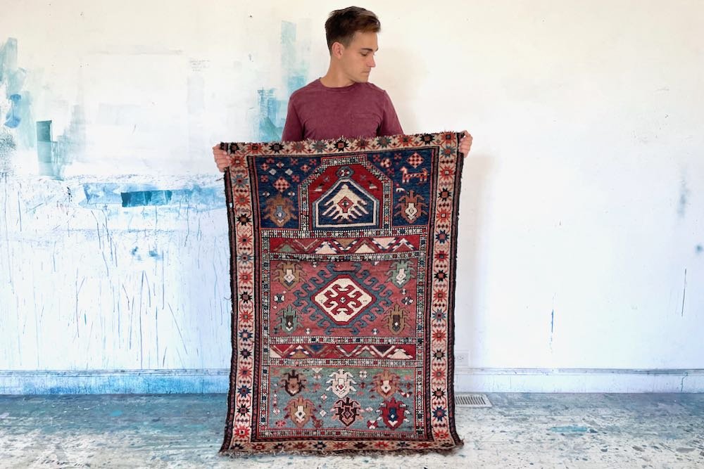 Karabagh Prayer Rug, Natural dyes 3x4 — Weft & Wool