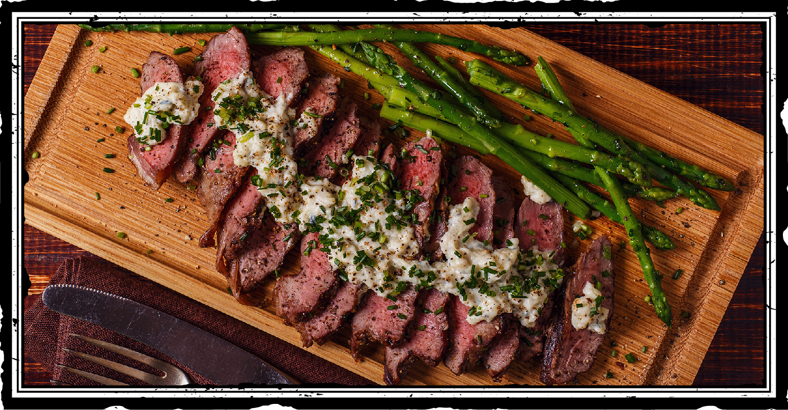Hickory Smoked Rib-Eye Steaks With Blue Cheese