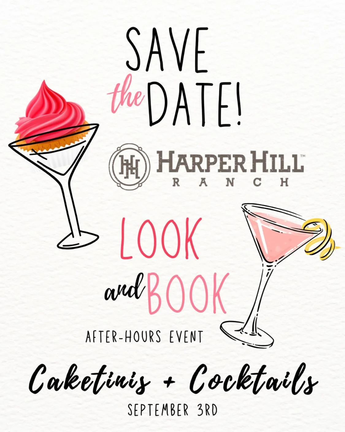 Engaged couples: Save the date for our next Look and Book After-Hours event on September 3rd - &ldquo;Caketinis + Cocktails!&rdquo; 🧁🍸

Tour the venue and visit with some of our favorite vendors to help you plan your Best Day Ever at Harper Hill Ra