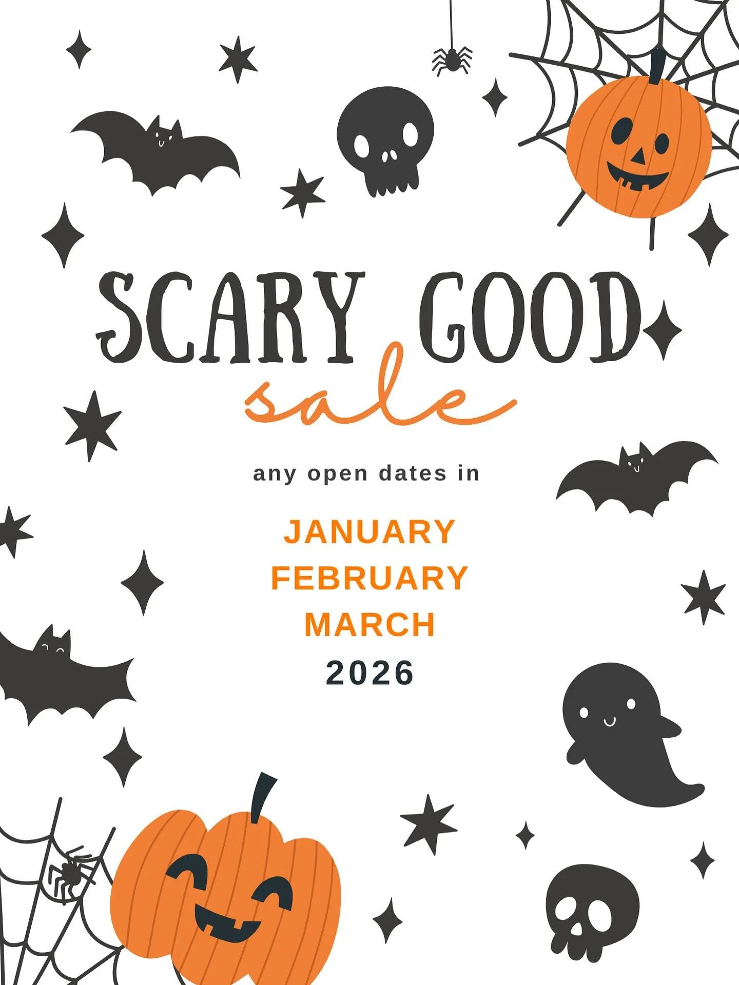 Hey, Boo! We are having a scary good booking sale on any open weekends in January, February or March 2026! π»π»π»
π Save 20% on the Best Weekend Ever Package π
OR
π Book the Best Day Ever package on a Friday or Saturday π
We have just a few d