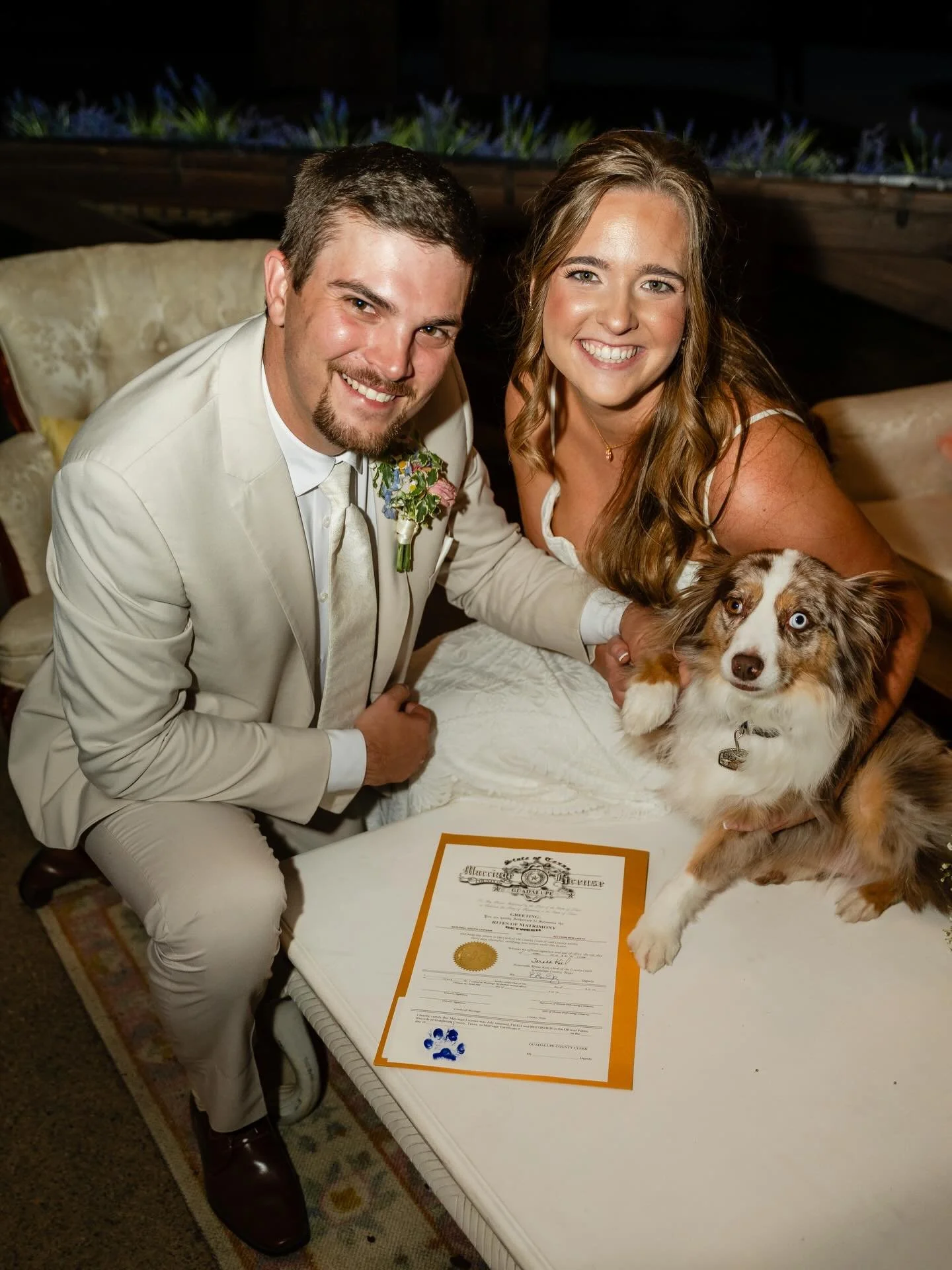 Yes, we are dog-friendly because who wants to leave their bestie at home on the biggest day of their life? 🐾🤍🥹

Photographer: @witteidea 
Attire: @vowdweddings @menswearhouse 
Florals/Rentala: @suebeevintage 
HMUA: @southern.tease 

#dogsofinstagr