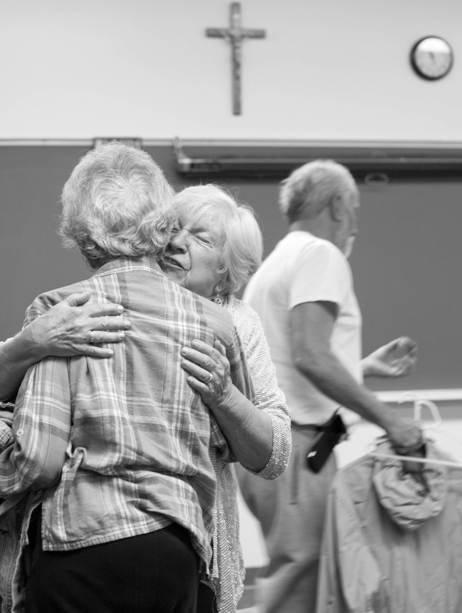 Joye Rush gives her friend a deep hug during an Alzheimer's support group at Our Lady of Fatima Catholic Church in Inverness, Fla. "The reason I go to the meetings is to help, because they were such a help to me...It’s okay to ask for help,” Rush said.