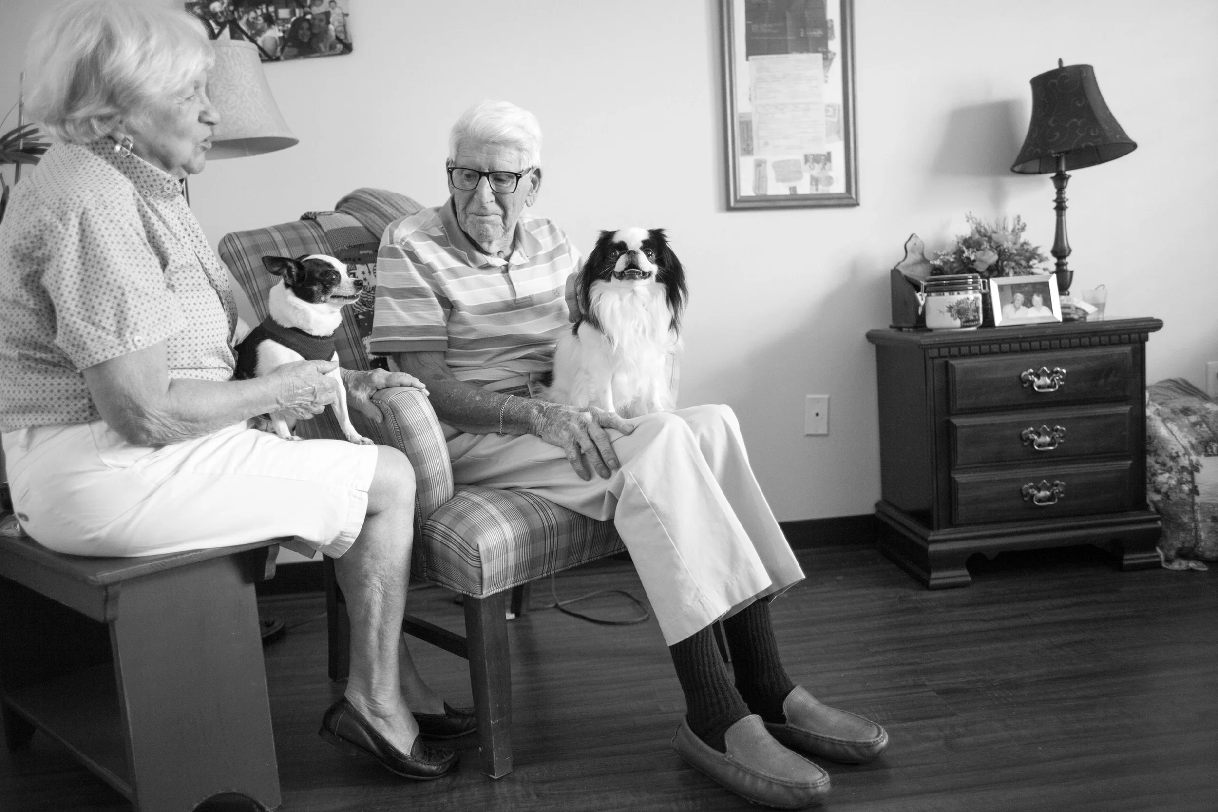 Joye sits with Jerry, and their dogs that he calls 'the kids'. You don’t lose your spouse when they pass on, you lose them gradually before that, but God love them they don’t realize that," she said.