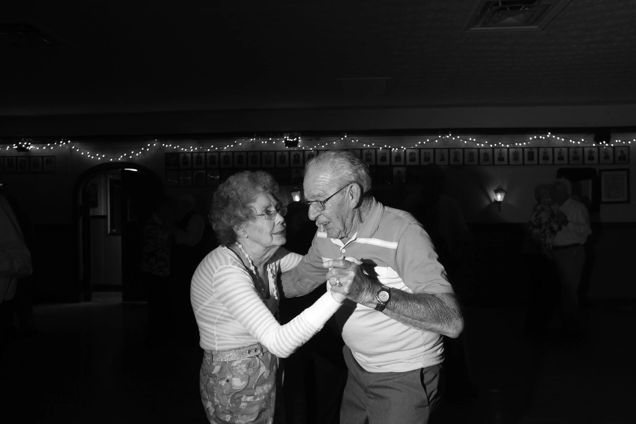 Mary Jean McCrary and Charlie Fries, dance together at the VFW in Louisville, Ky.