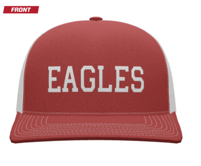Pacific Headwear Contrast Stitch Trucker Snapback - Red/White EAGLES